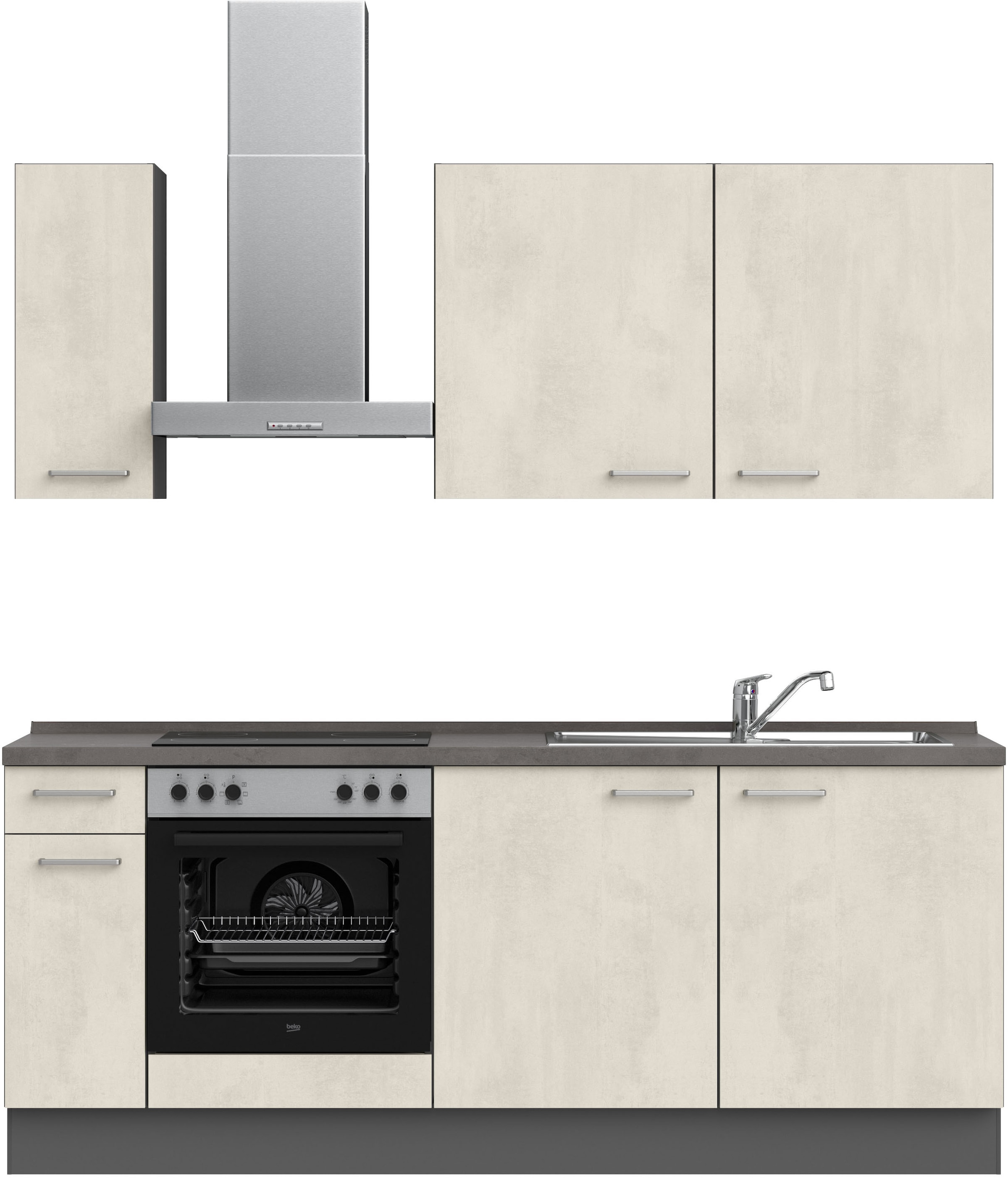 nobilia® Küchenzeile »"Riva basic"«, vormontiert, Ausrichtung wählbar, Breite 210 cm, mit E-Geräten