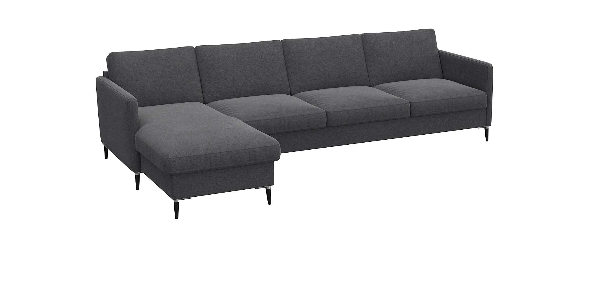 FLEXLUX Ecksofa »Fiore, L-Form«, schmale Armlehnen, Kaltschaum, Füße Alu+schwarz