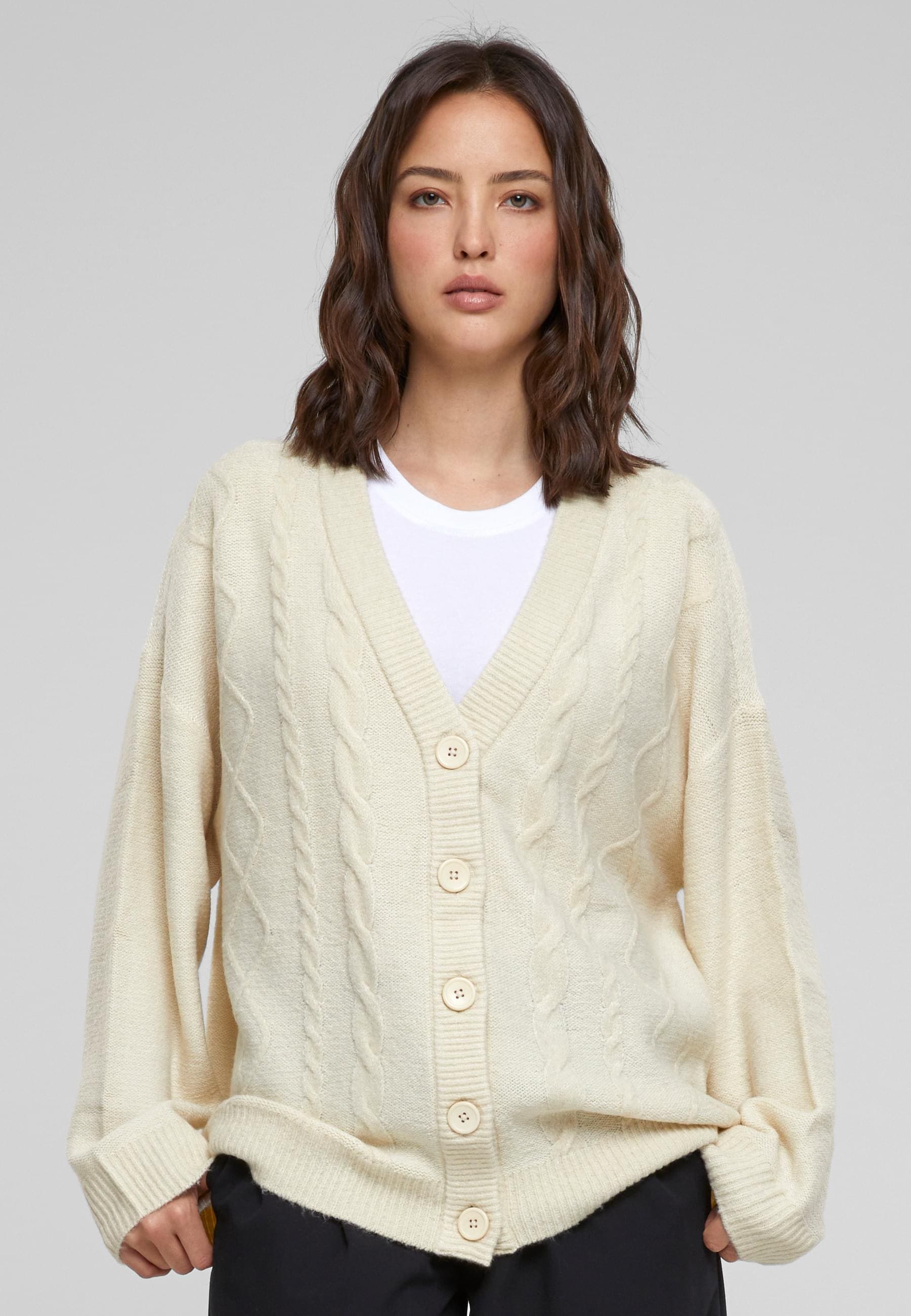 URBAN CLASSICS Strickjacke »Urban Classics Damen Ladies Cabel Knit Cardigan«