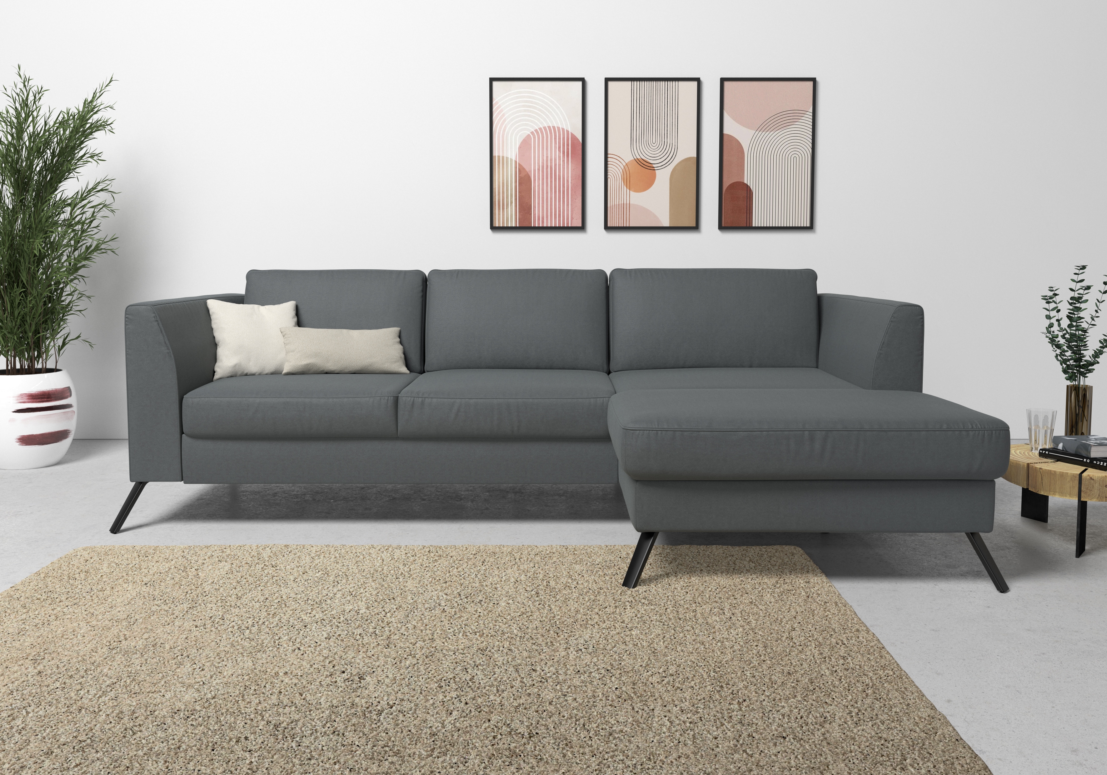 sit&more Ecksofa "Olsen L-Form" inklusive Sitztiefenverstellung, optional Schlaffunktion, 15cm hoch