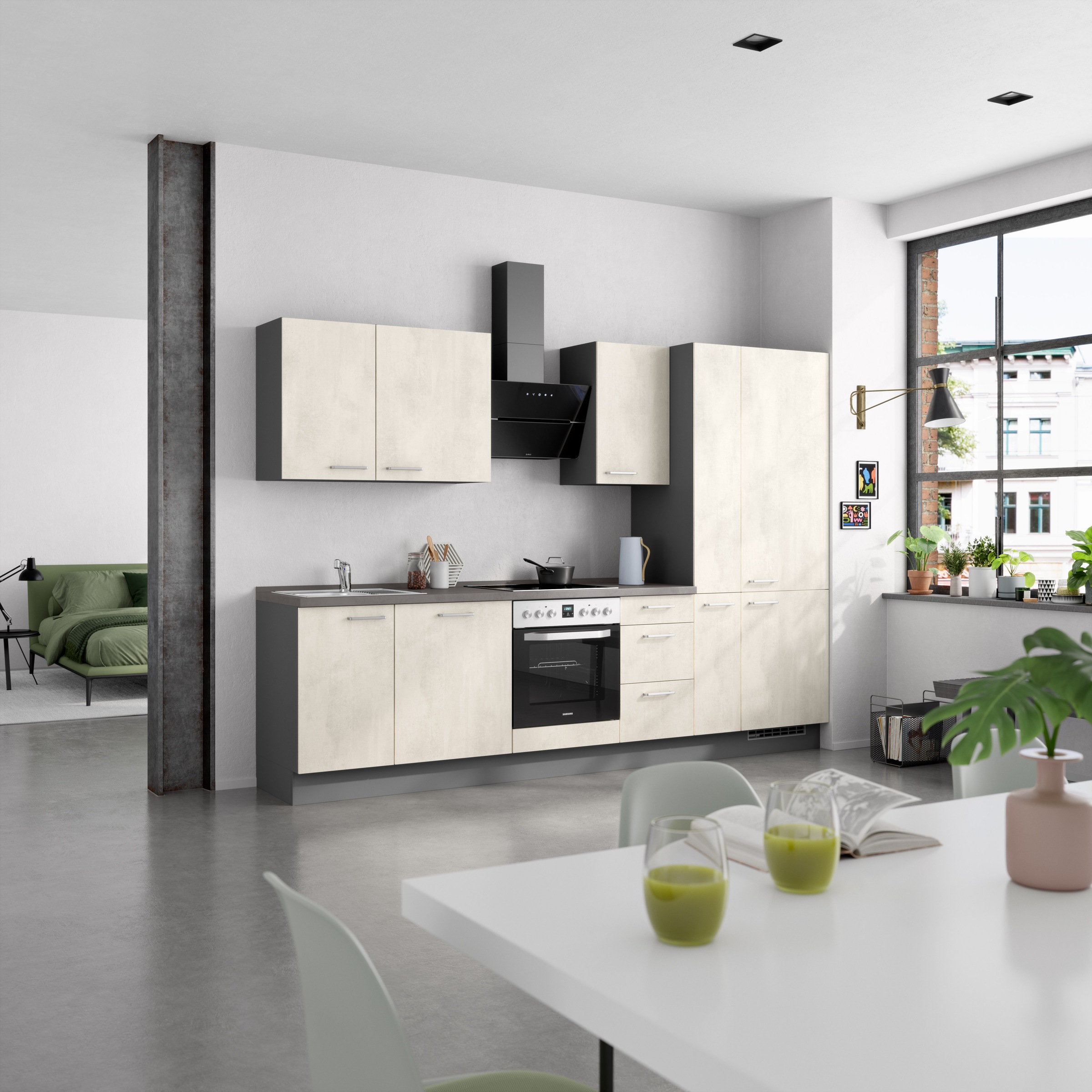 nobilia® Küchenzeile »"Riva II"«, vormontiert, Ausrichtung wählbar, Breite 300 cm, wahlw. mit E-Geräten