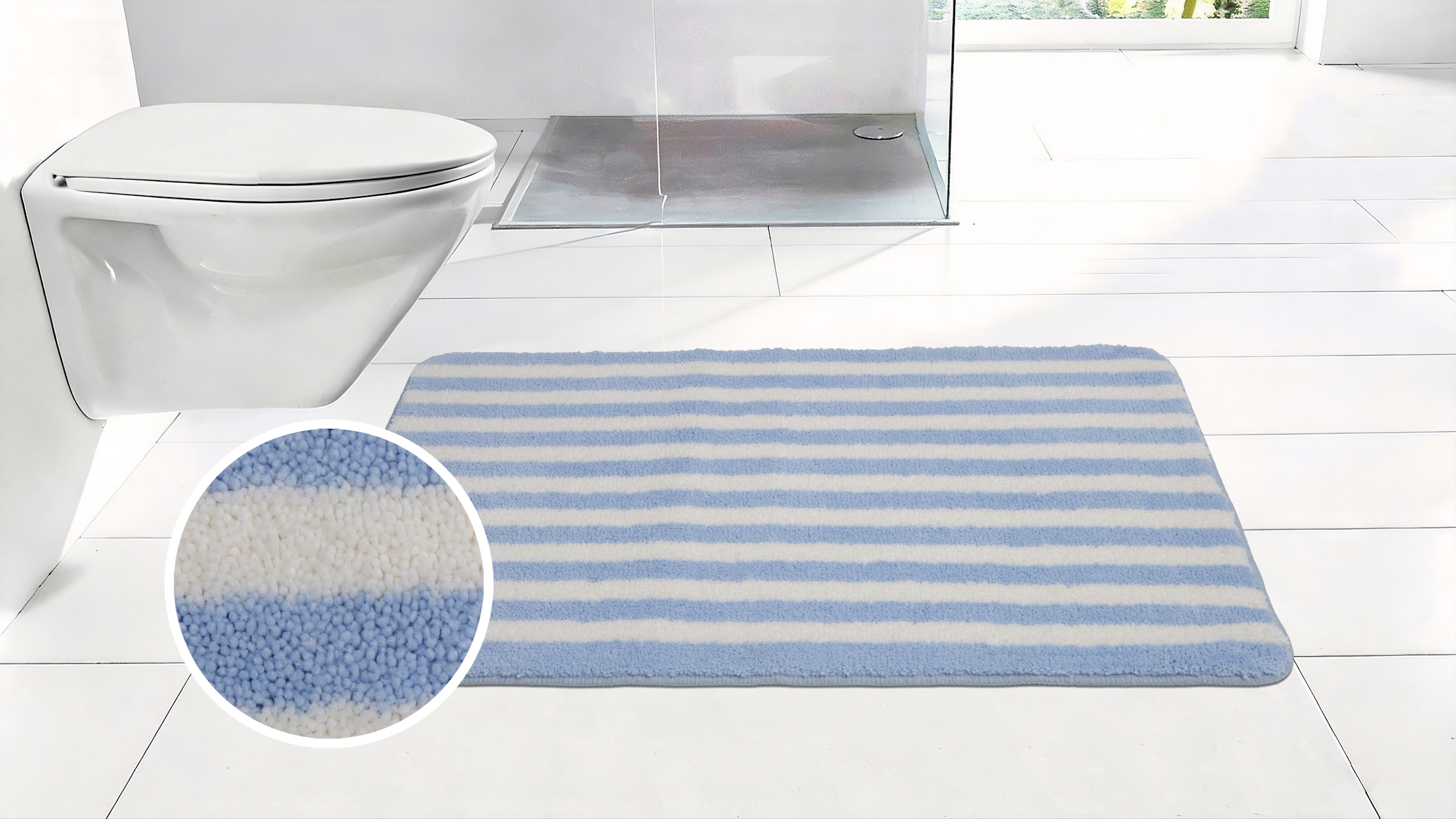 OTTO home Badematte "Streifen, Jannika, Badvorleger, Badezimmer Teppich" Höhe 12 mm rutschhemmend beschichtet fußbodenheizungsgeeignet schnell trocknend Scandi, modern, gestreift, Badteppich, Badematten
