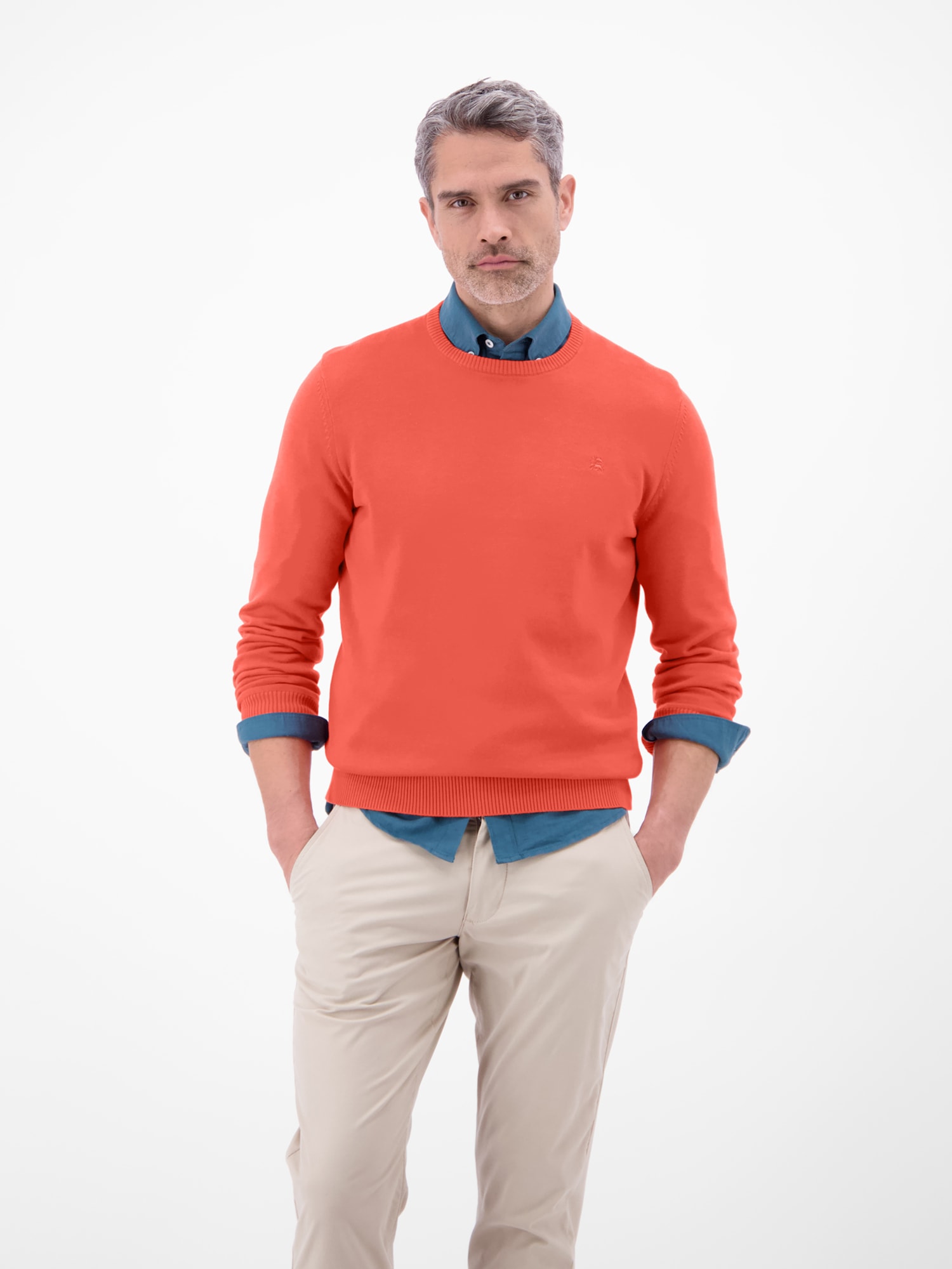 LERROS 1100000002199 "Herren Strickpullover aus Baumwolle mit Crewneck Ausschnitt" Weicher Strick-Pullover, Rundhalsausschnitt, lange Ärmel, pflegeleicht