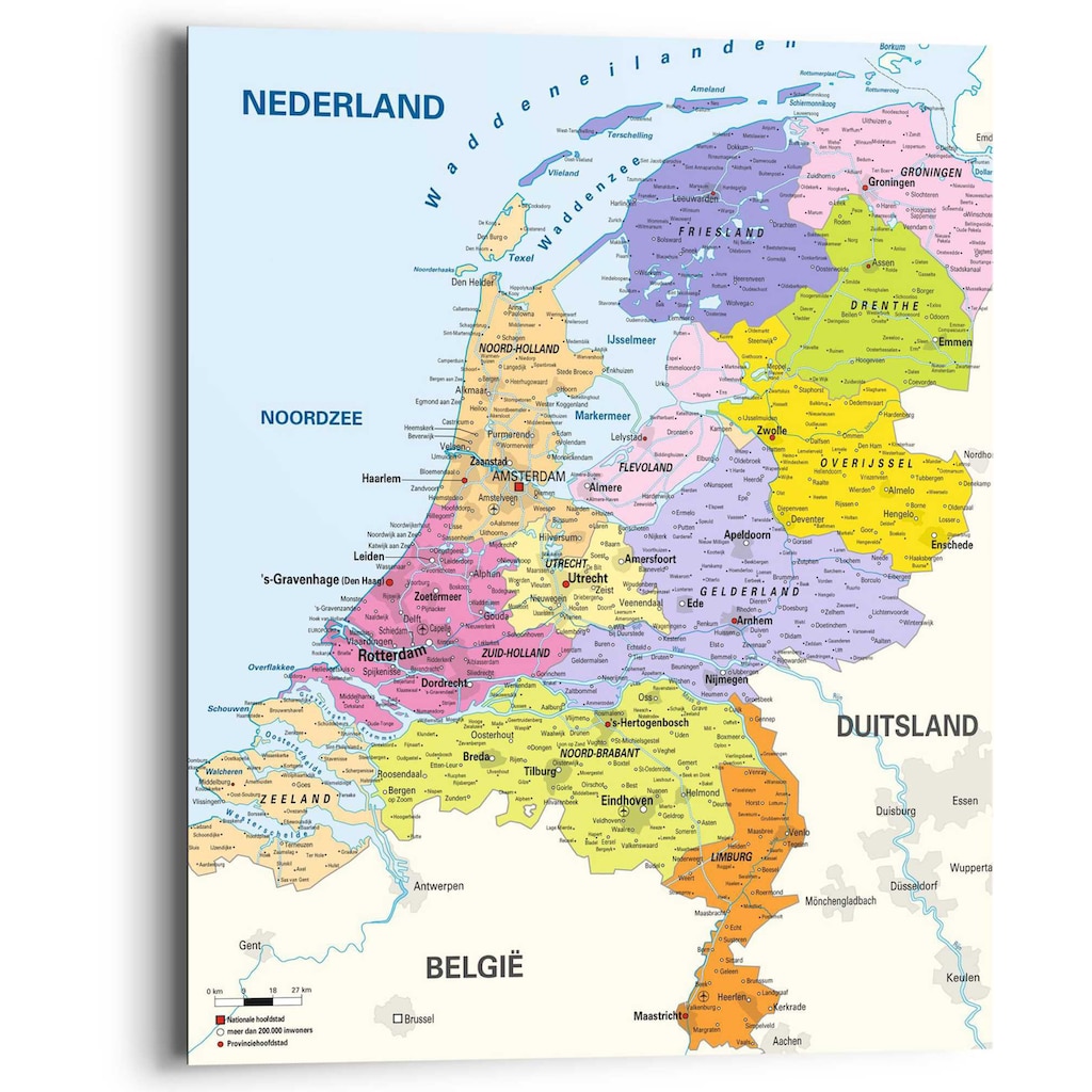 Reinders! Wandbild »Wandbild Landkarte Niederlande Holland - Niederländisch - Städte«, Landkarten, (1 St.)