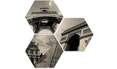 Mehrteilige Bilder »Impression Paris Stadt Collage«, (Set, 3 St.)