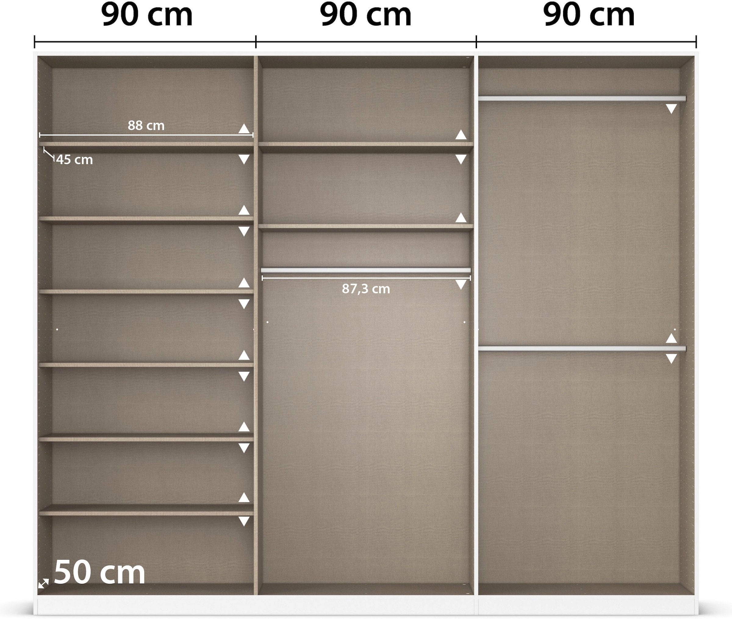 rauch Drehtürenschrank »Kleiderschrank Schrank Garderobe AGORDO TOPSELLER Schlafzimmer«, (in zwei Griff-Farben mit Dekor- oder Hochglanzfront), durchdachte Innenausstattung, in 6 Breiten und 2 Höhen MADE IN GERMANY