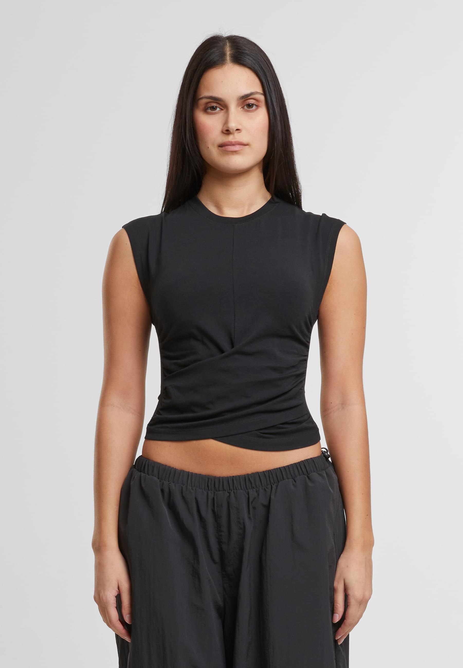 URBAN CLASSICS T-Shirt »Urban Classics Ladies Cropped Wrapped Top«, (1 tlg.)