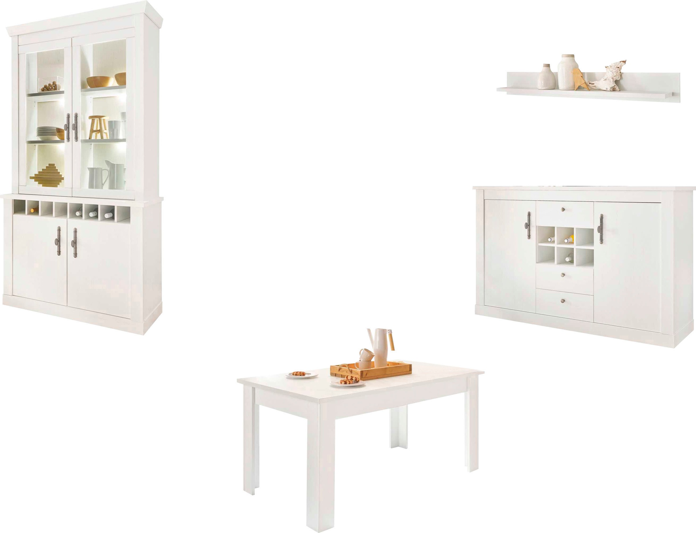 Home affaire Wohnwand "RAVENNA" 4 Stk. tlg. im romantischen Landhausstil, G günstig online kaufen