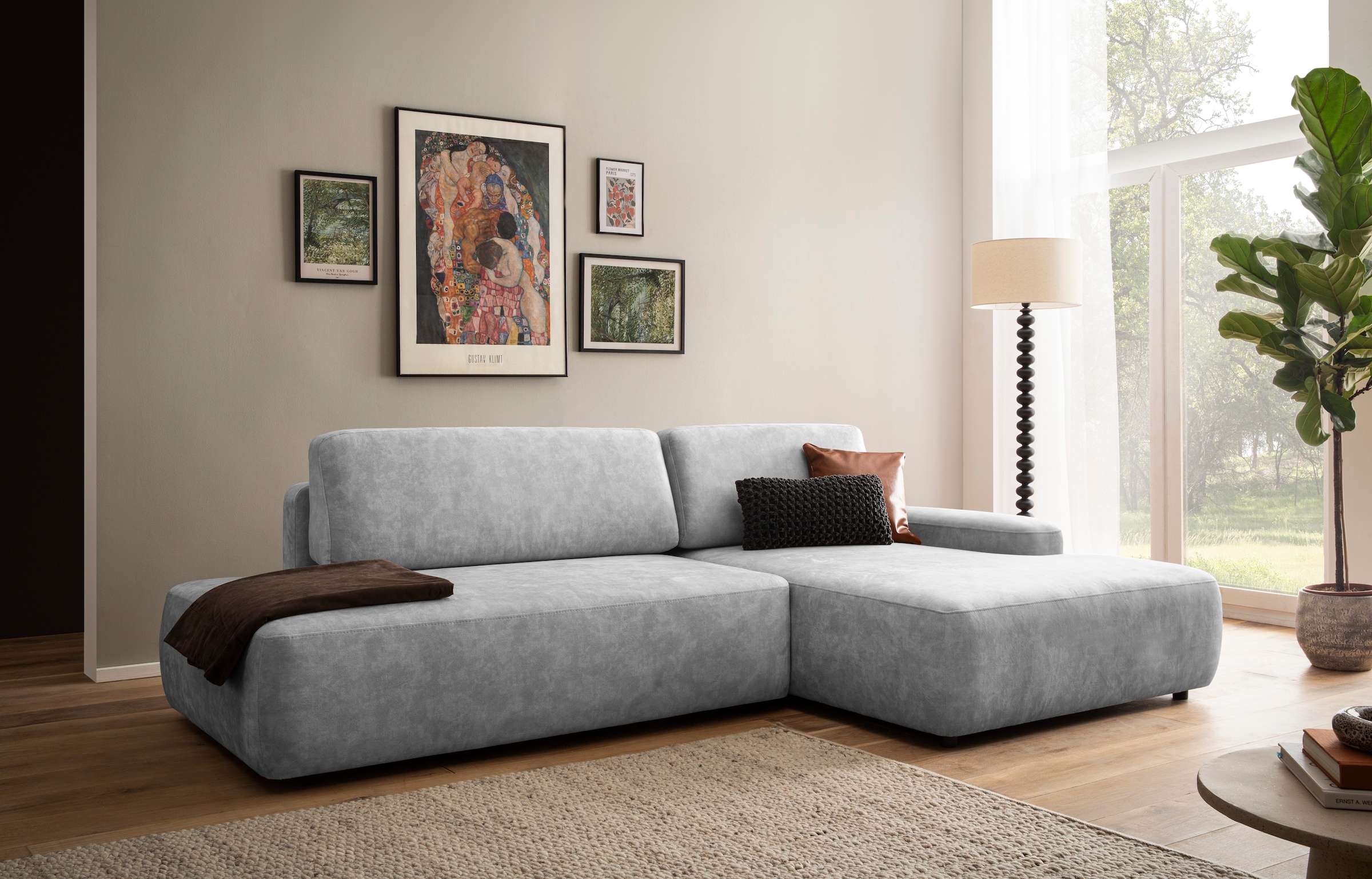 Home affaire Ecksofa "TORGE, Schlafsofa Cord, Samtvelours u. Strukur fein, günstig online kaufen