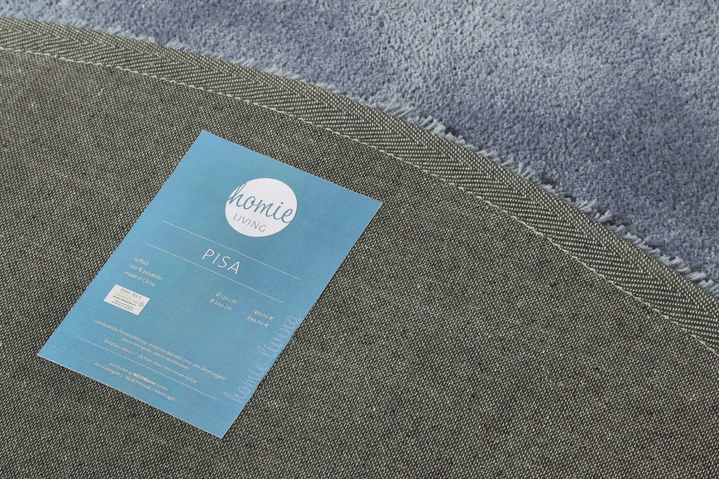 Homie Living Teppich »Pisa«, rund, 25 mm Höhe, Hochflor, Microfaser, uni, weich, Shaggy, Wohnzimmer, Schlafzimmer