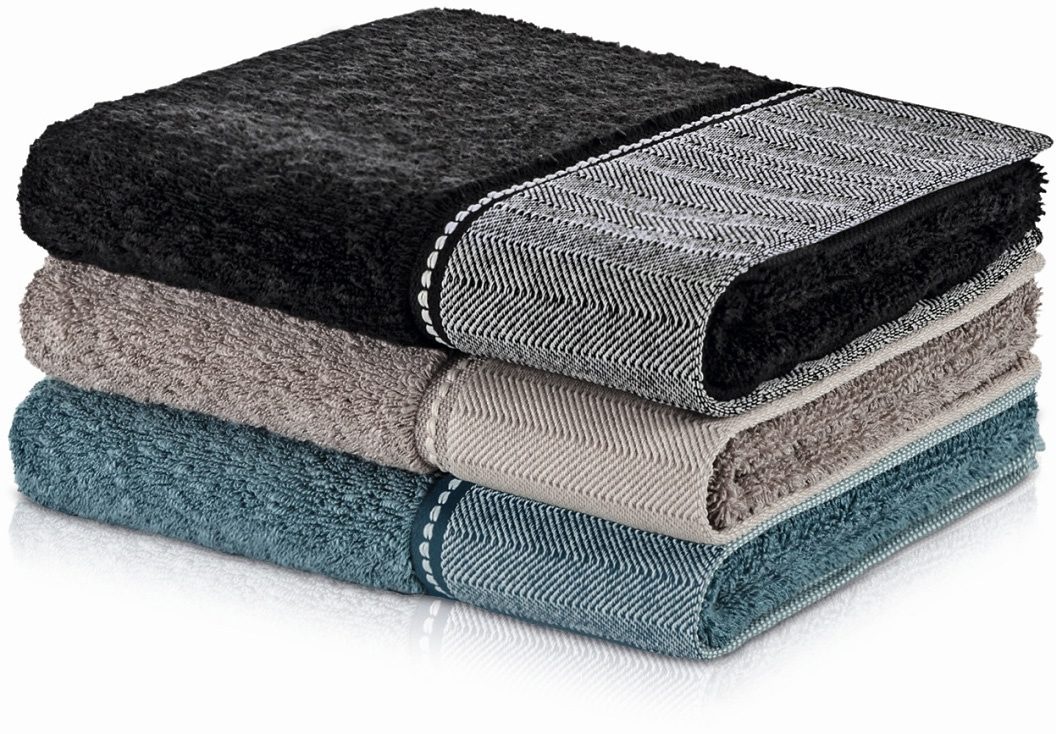 Thumbnail - Möve Handtuch "Brooklyn Uni" mit Fischgratbordüre, Made in Germany