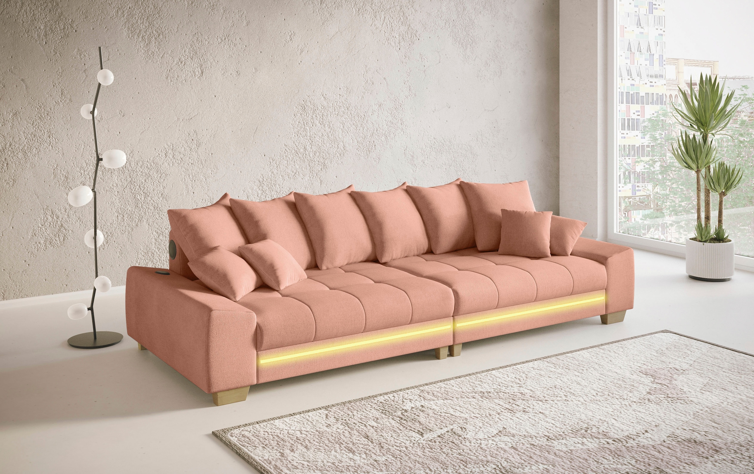 Mr. Couch Big-Sofa »Nikita II«, RGB-LED, Bluetooth-Soundsystem, wahlweise mit Kaltschaum