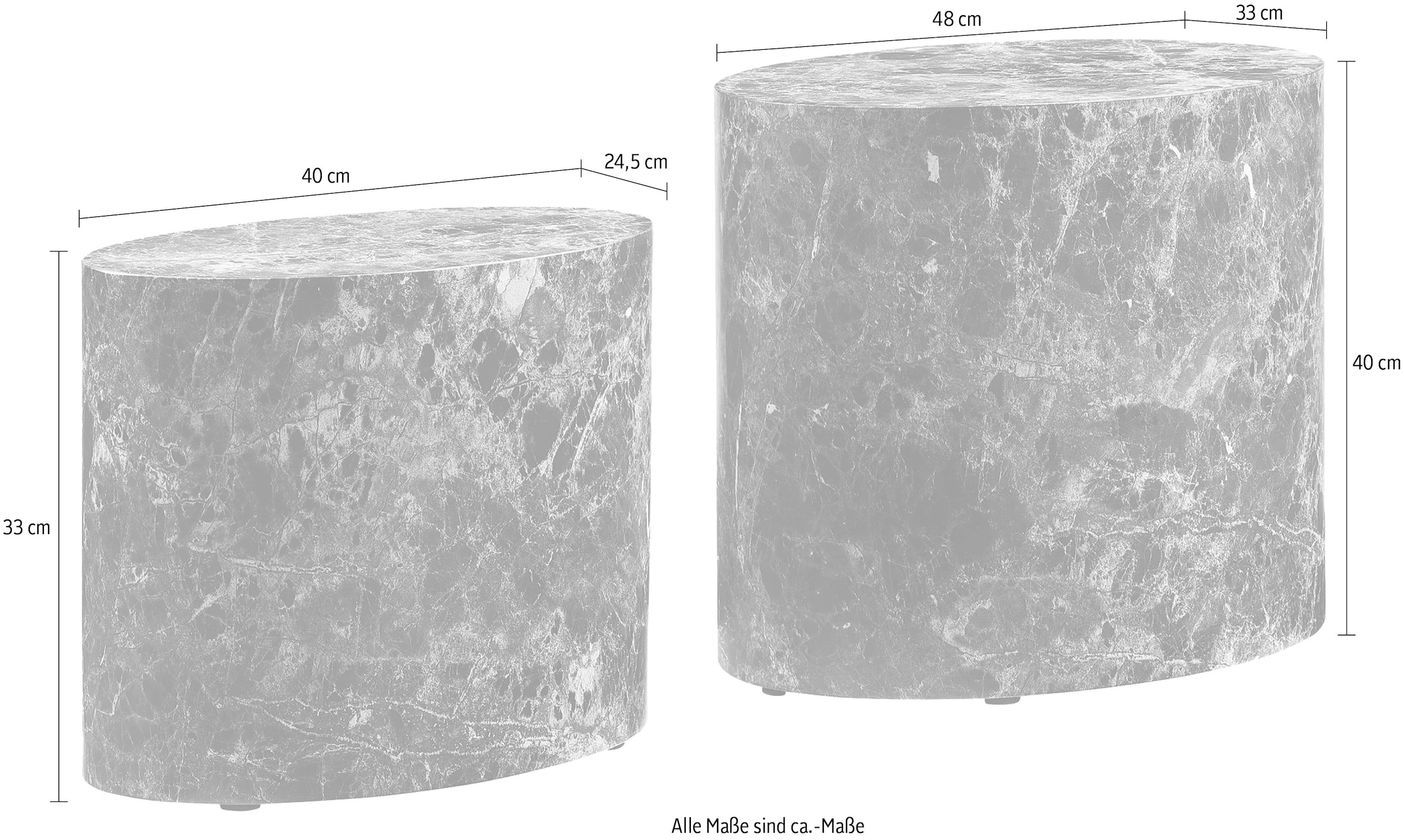 SalesFever Couchtisch »Almeria Beistelltisch«, (Set, 2 St., 2er Set), oval, in Marmoroptik foliert