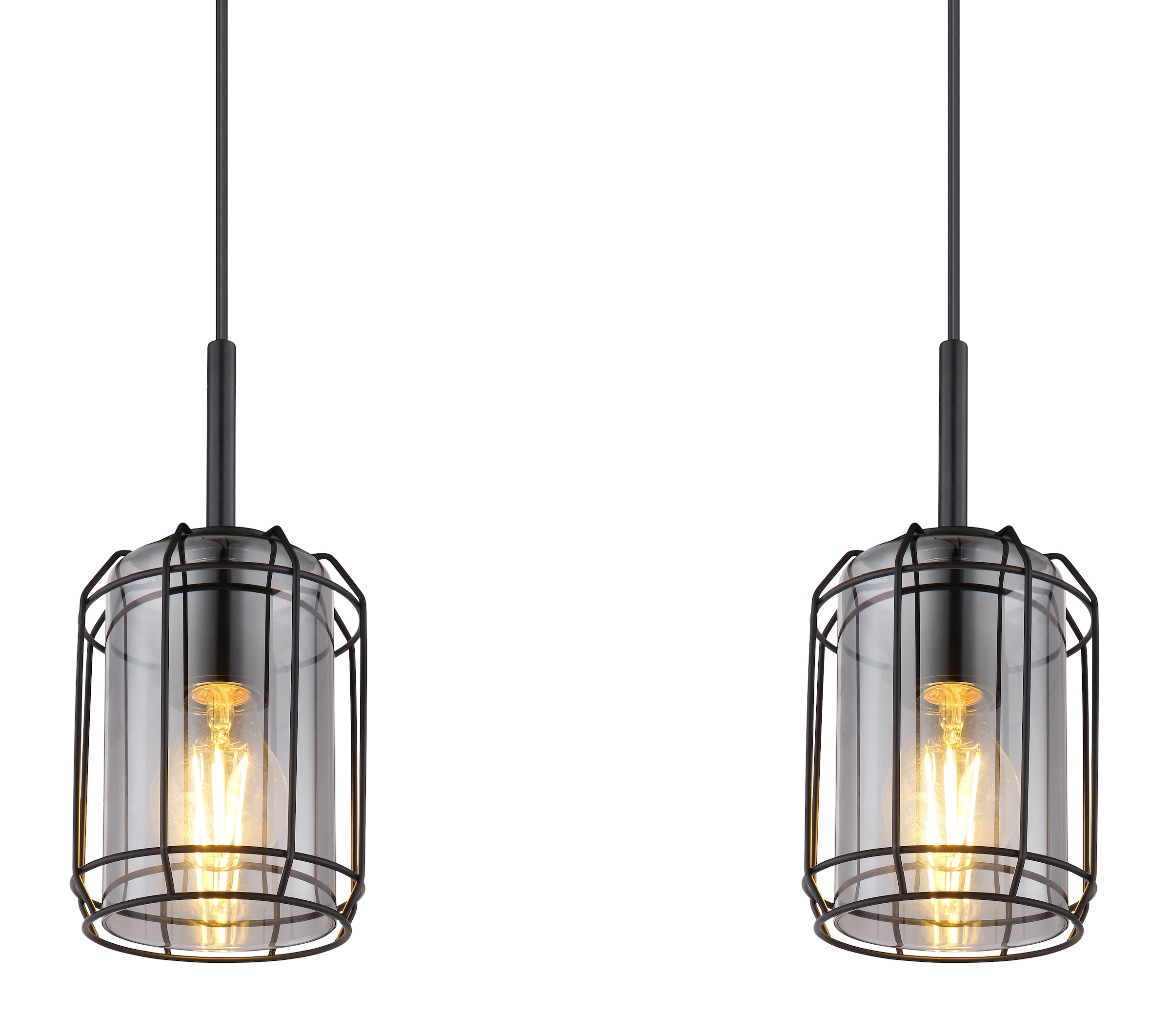 GLOBO LIGHTING Hängeleuchte »KAMMI«, Leuchtmittel E27 | ohne Leuchtmittel, Hängelampe/Pendelleuchte/Glas rauchfarben/Höhe kürzbar/Esstisch