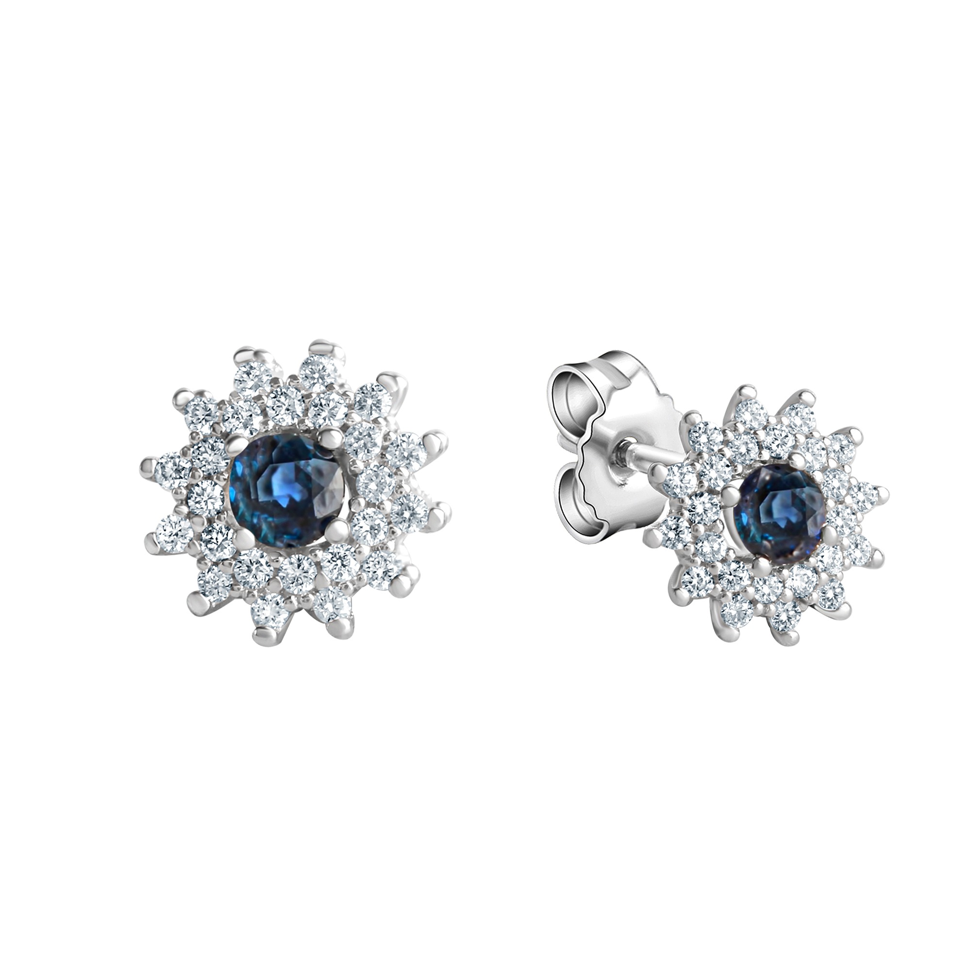 Paar Ohrstecker OROLINO "Gold 585 mit Brillanten 0,22ct. und Safir blau", silber (silbergrau, blau), Ohrringe, Damen, one-size, 0,24 SI = kleine Einschlüsse, Gold