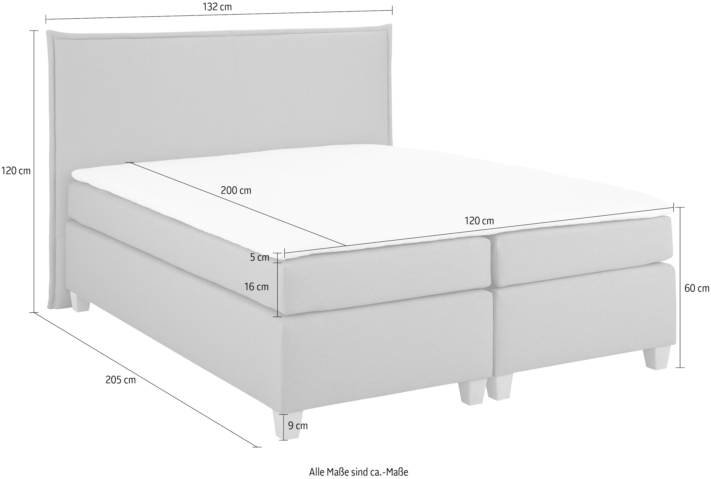 Home affaire Boxspringbett »Houssay«, inkl. Topper, 5 Breiten, 2 Härtegraden auch in Überlänge 220 cm