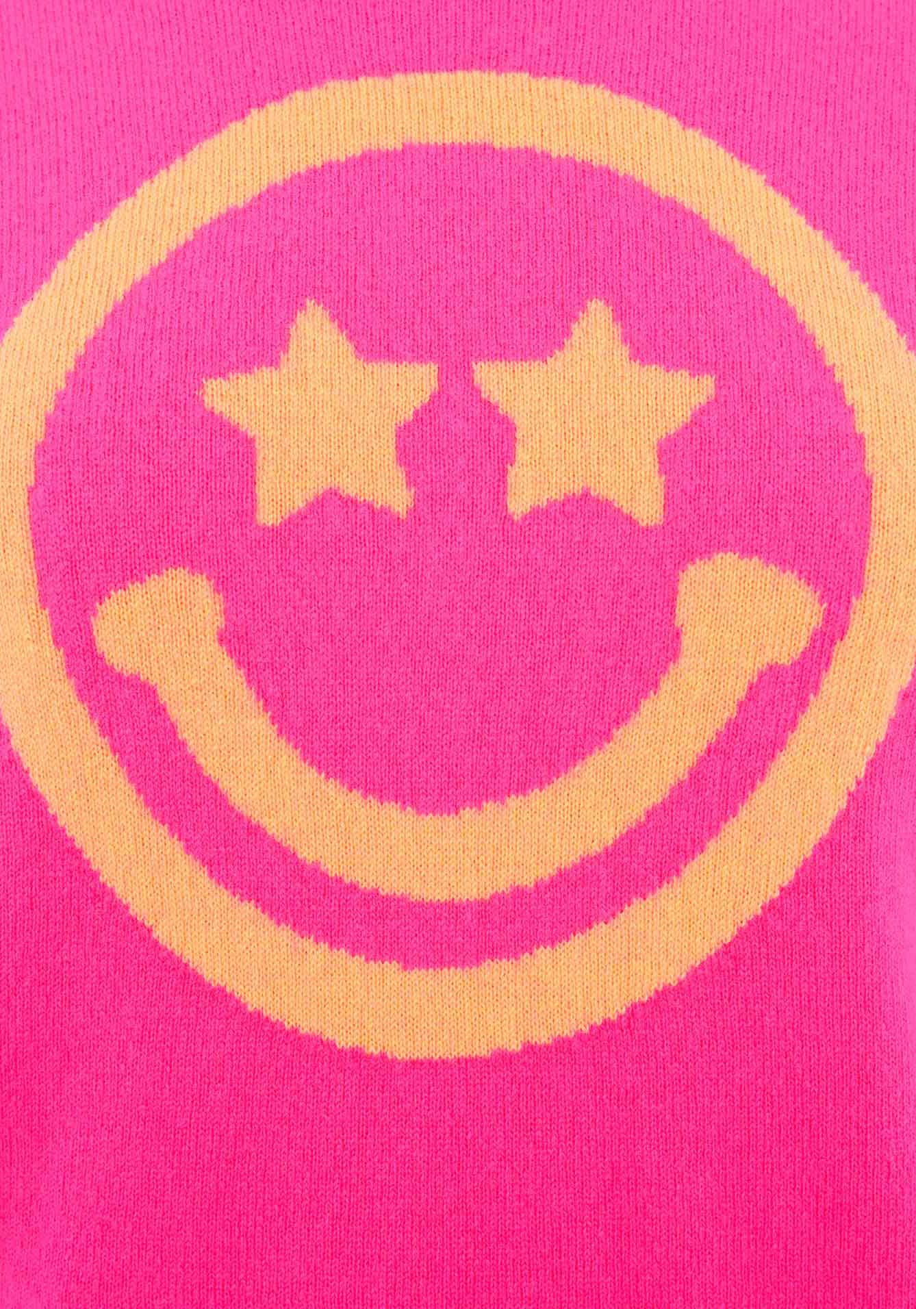 Zwillingsherz Kaschmirpullover »Roundneck "Smiley Face"«, in Neonpink mit orangen Smiley