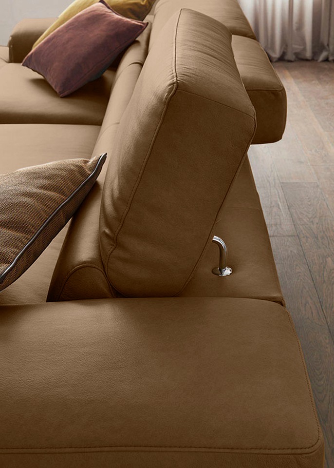W.SCHILLIG Ecksofa »piedroo, Designsofa mit tollem Sitzkomfort, elegant und bequem, L-Form«, Kopfteilverstellung, wahlweise mit Sitztiefenverstellung, Breite 303cm