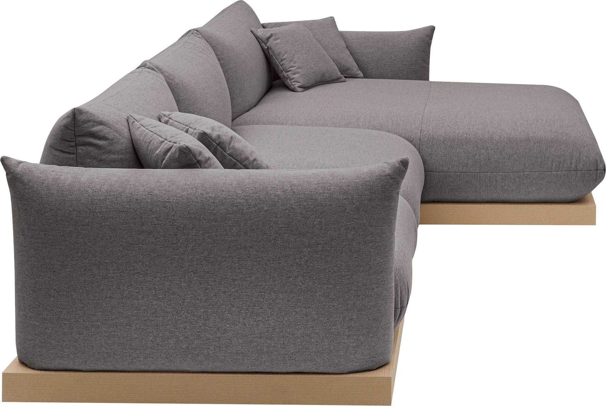 OTTO home Ecksofa »Kalix, Polsterecke mit kräftigem Holz-Plateau, moderne Couch in L-Form«, wahlweise Recamiere links o. rechts, Strukturstoff, hoher Sitzkomfort