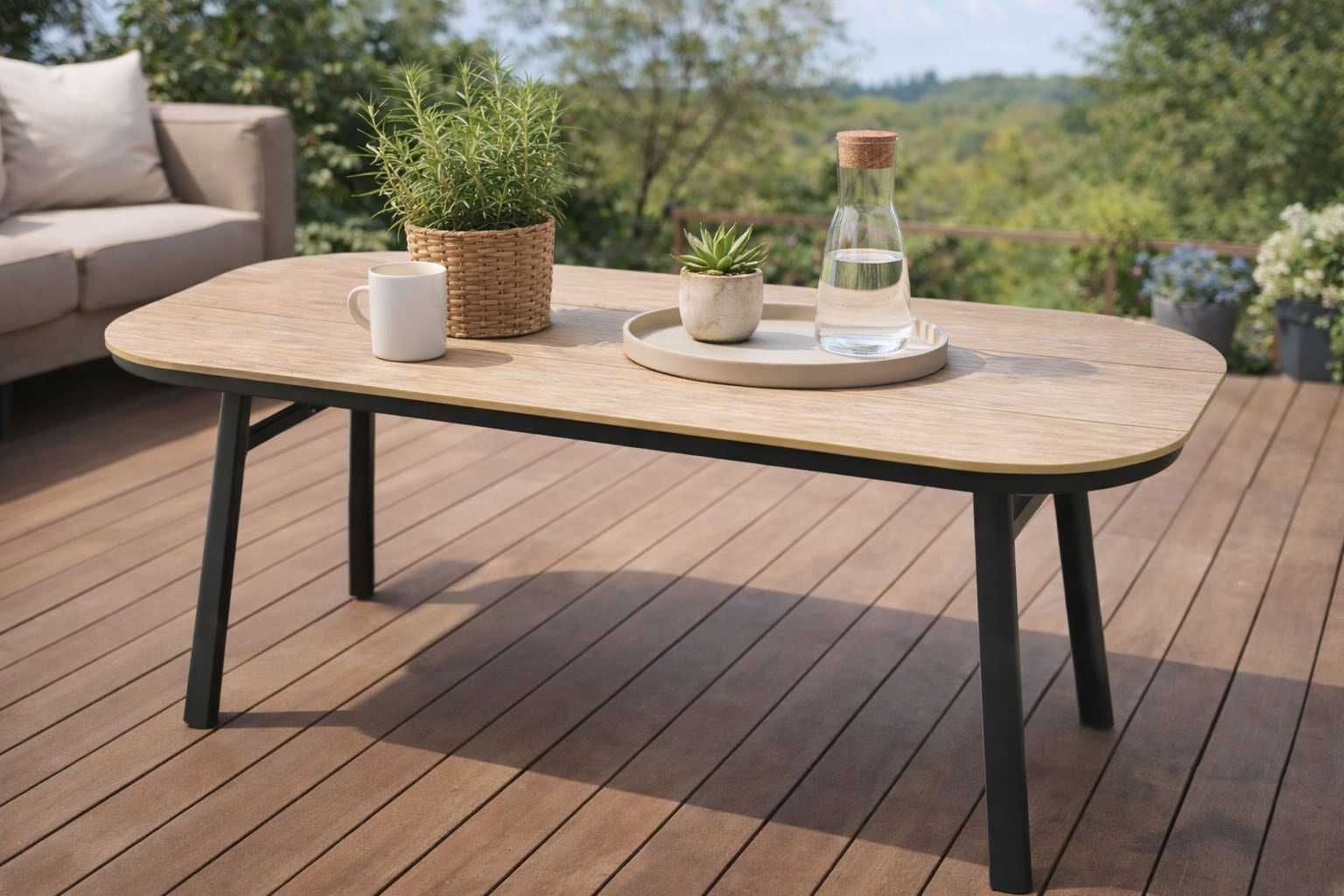 Destiny Garten-Essgruppe »LIMONE SAN MARINO 4 Se + Tisch OV 180x90cm, holzf./ grau« Set, 5 tlg. Aluminium, Rope, Polywood