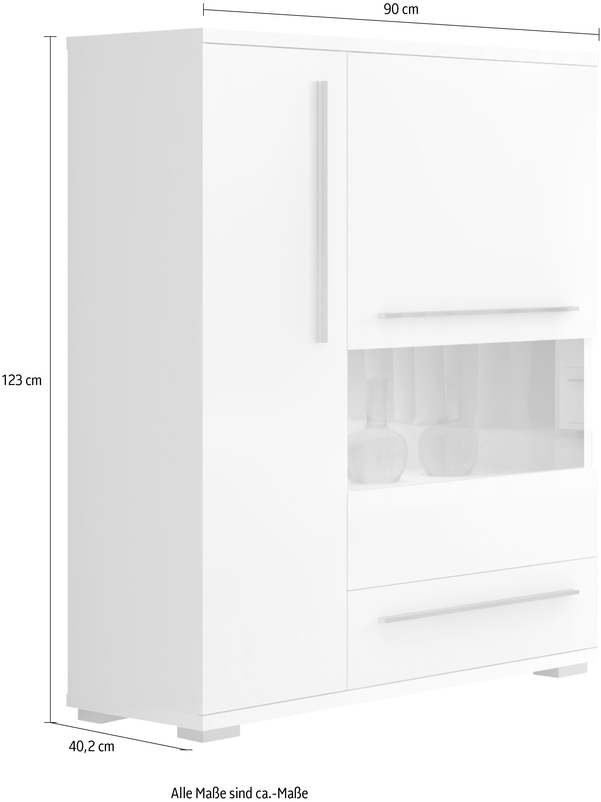 Places of Style Highboard "Piano Vitrine", UV lackiert, Soft-Close Funktion günstig online kaufen