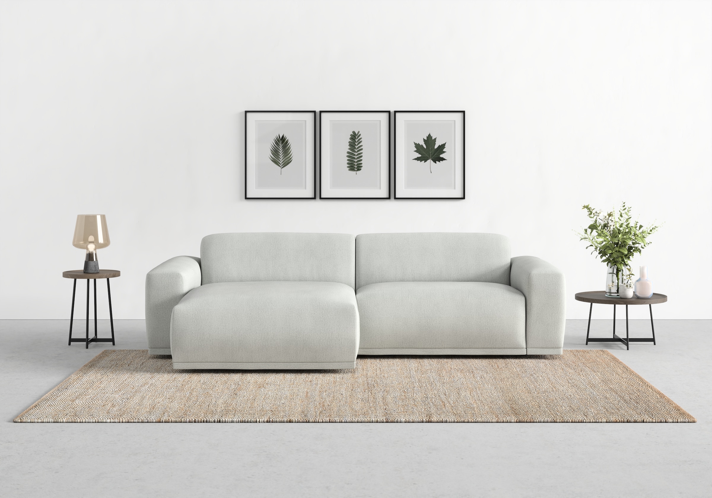 TRENDMANUFAKTUR Ecksofa "Braga, mit hochwertigem Kaltschaum, L-Form, Japandi-Design" modernes Sofa, Couch mit hohem Sitzkomfort, 255/72/160 cm (B/H/T)