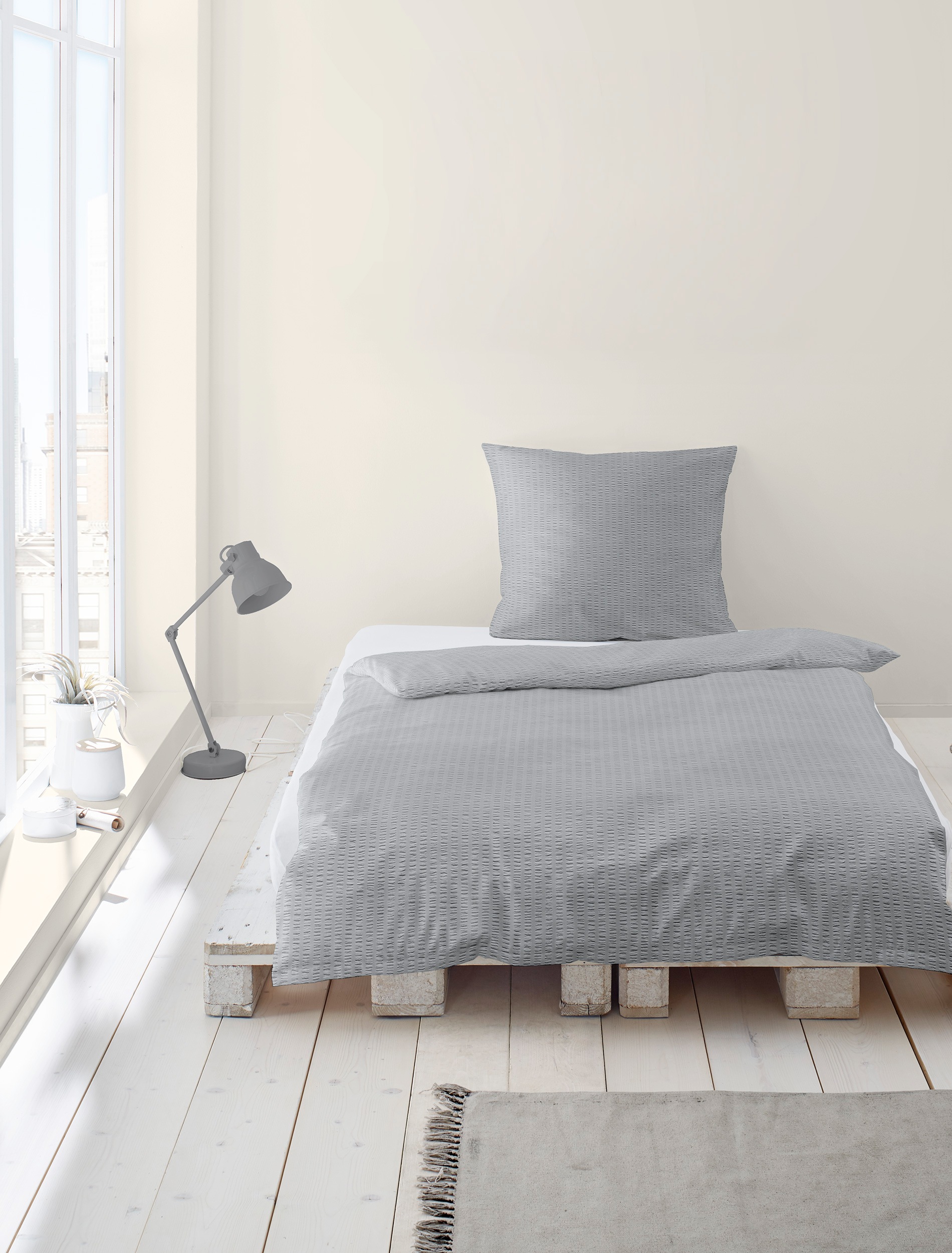 Thumbnail - BIERBAUM Bettwäsche "4134" 2 Stk. tlg. Premium Mako-Satin Seersucker, 100 % Baumwolle, bügelfrei