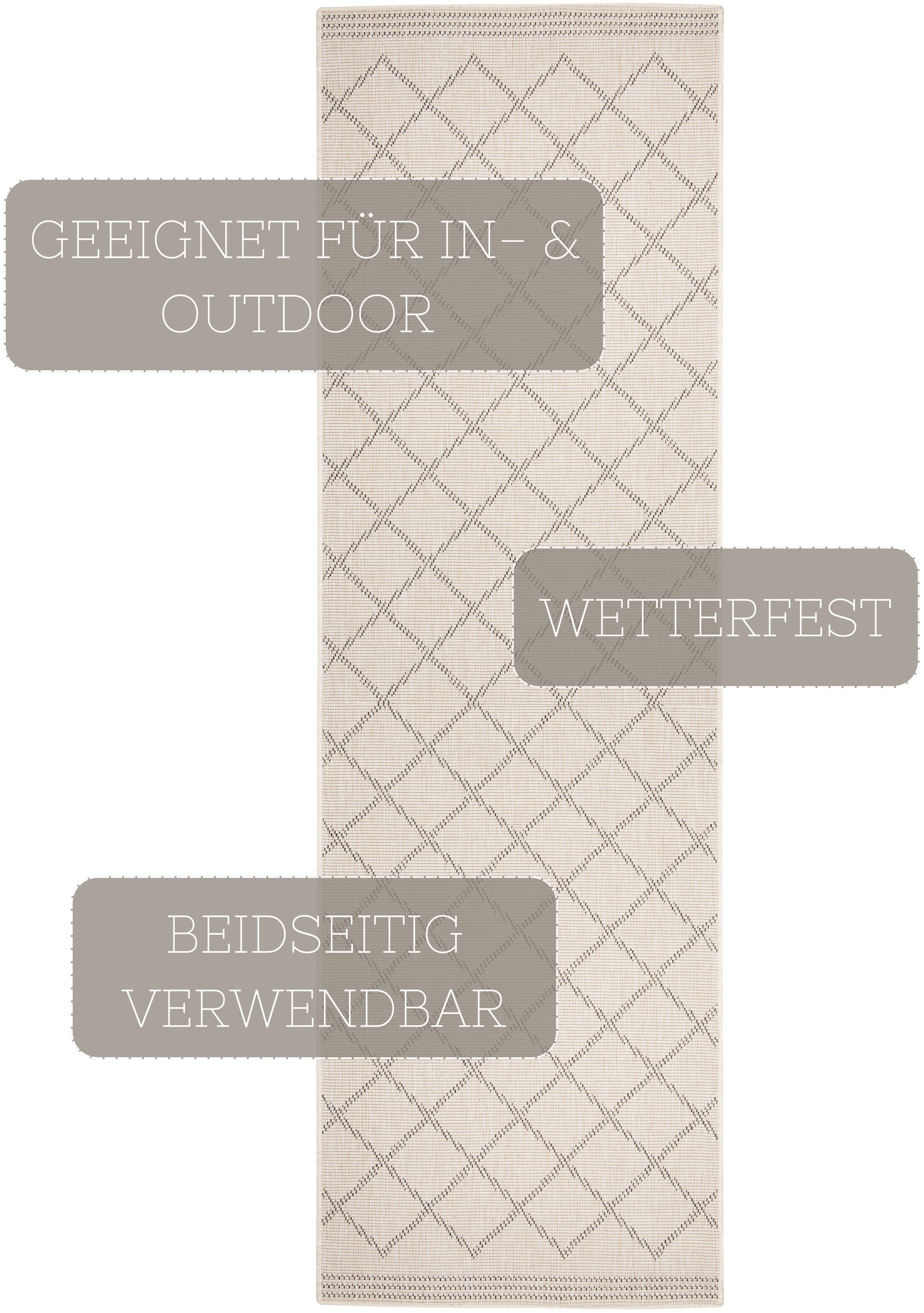 Thumbnail - HANSE Home Teppich "Corsica Wendeteppich" rechteckig 5 mm Höhe In-& Outdoor, Wetterfest, Balkon, Läufer, Wohnzimmer, Was...