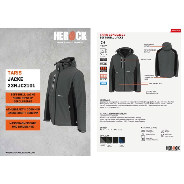 Herock Winterjacke »TARIS«, (mit abtrennbarer Kapuze), mit Kapuze,  Softshell, gepolstert, atmungsaktiv, wasserabweisend online kaufen | BAUR