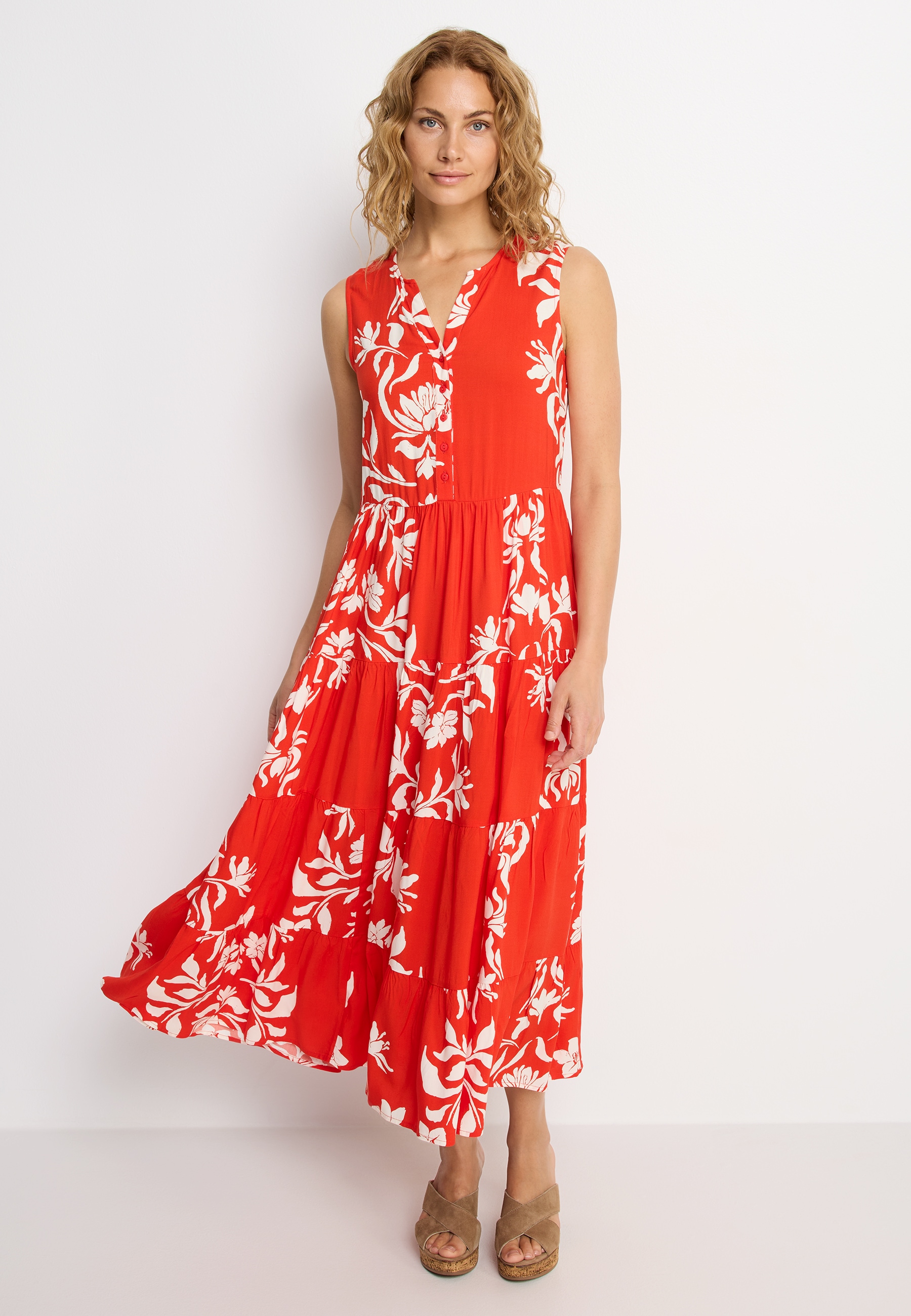 LASCANA Maxikleid mit Blumenprint und Knopfleiste, Sommerkleid, Strandkleid günstig online kaufen