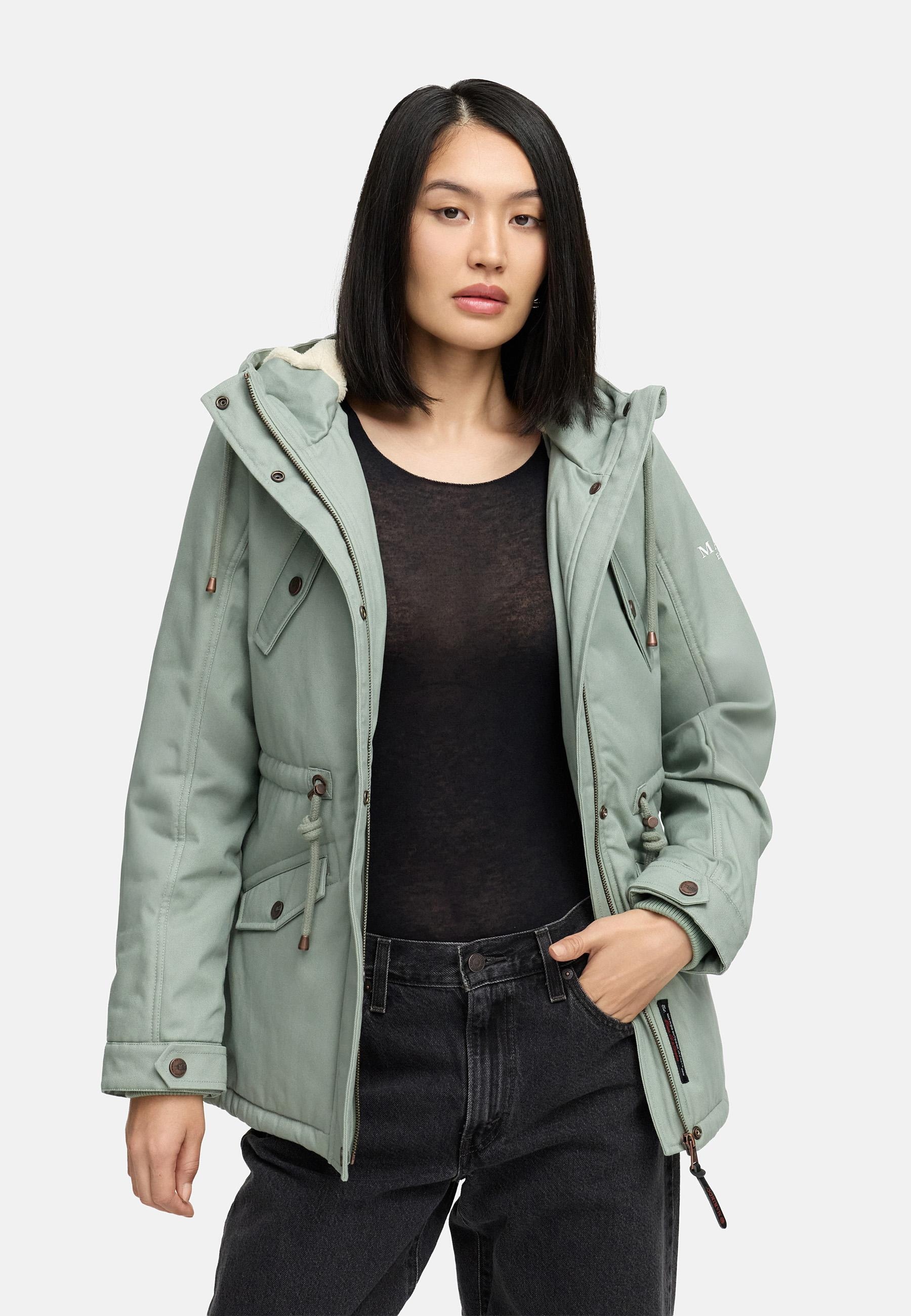 Marikoo Winterjacke »Manolya«, mit Kapuze, stylischer Kurzmantel mit weichem Teddyfell-Futter