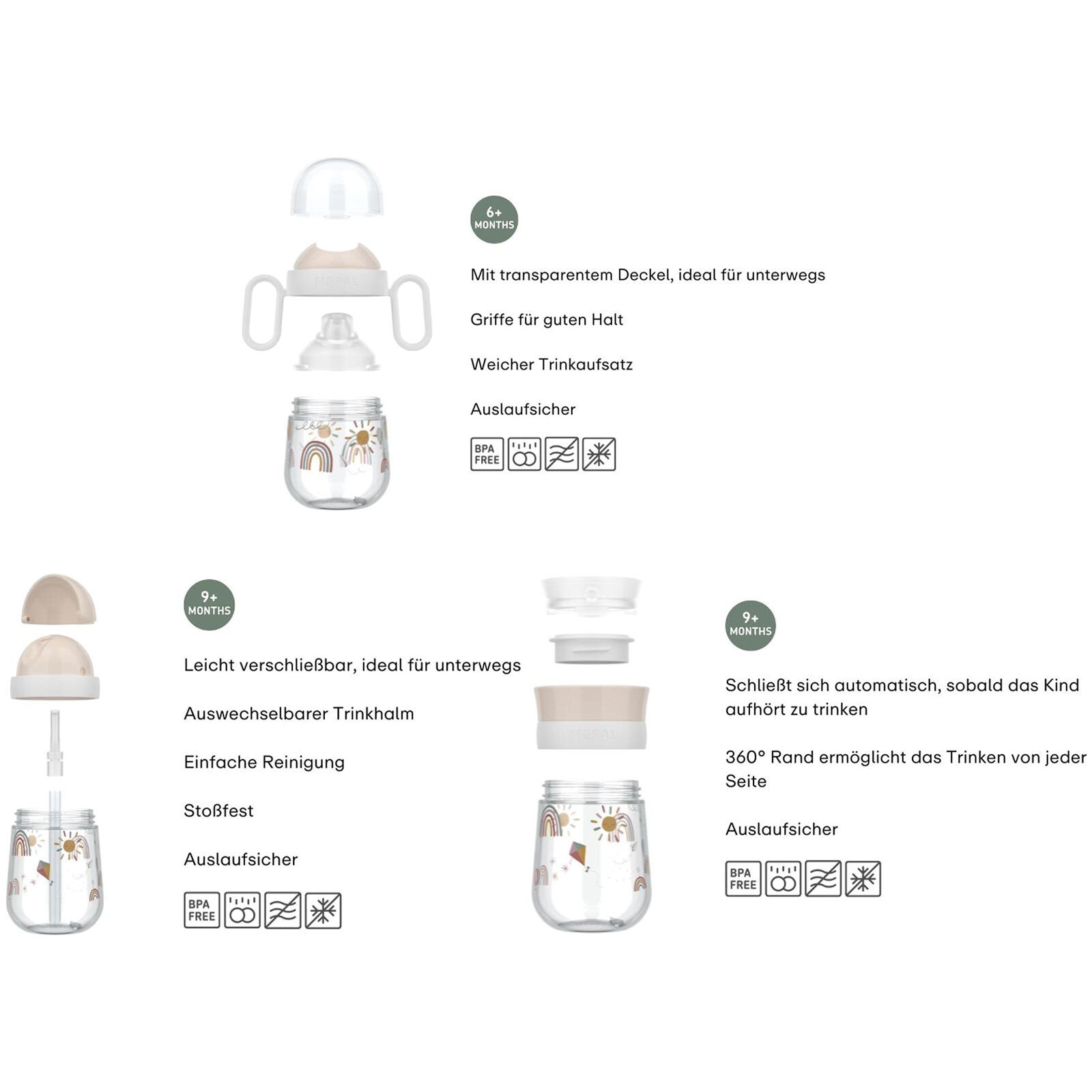 Mepal Kinderbecher »Trinklernbecher-Set Mio 3er Set« Spülmaschinenfest