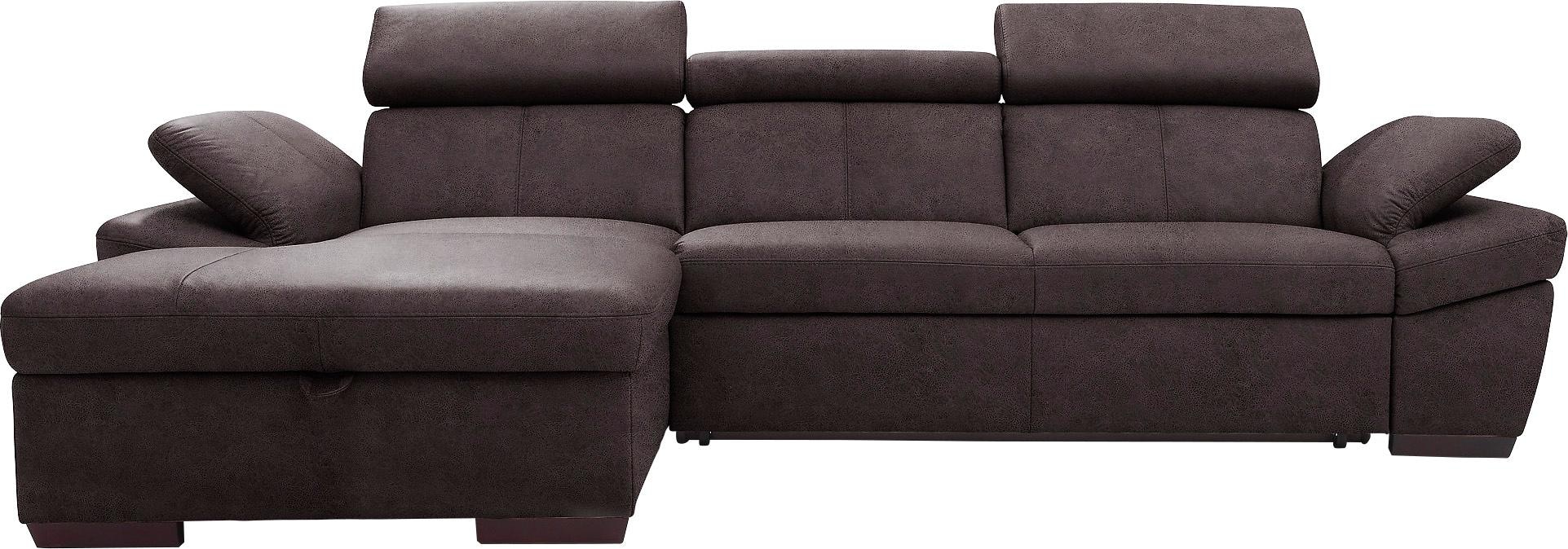 exxpo - sofa fashion Ecksofa »Salerno, klassisch modernes Funktionssofa, hoher Sitzkomfort, L-Form«, inkl. Kopf- und Armteilverstellung, wahlweise mit Bettfunktion
