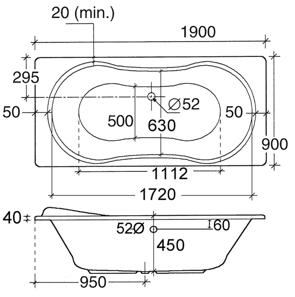OTTOFOND Whirlpool-Badewanne »Palma«, (Komplett-Set, 1 tlg.), Typ 1, chrom