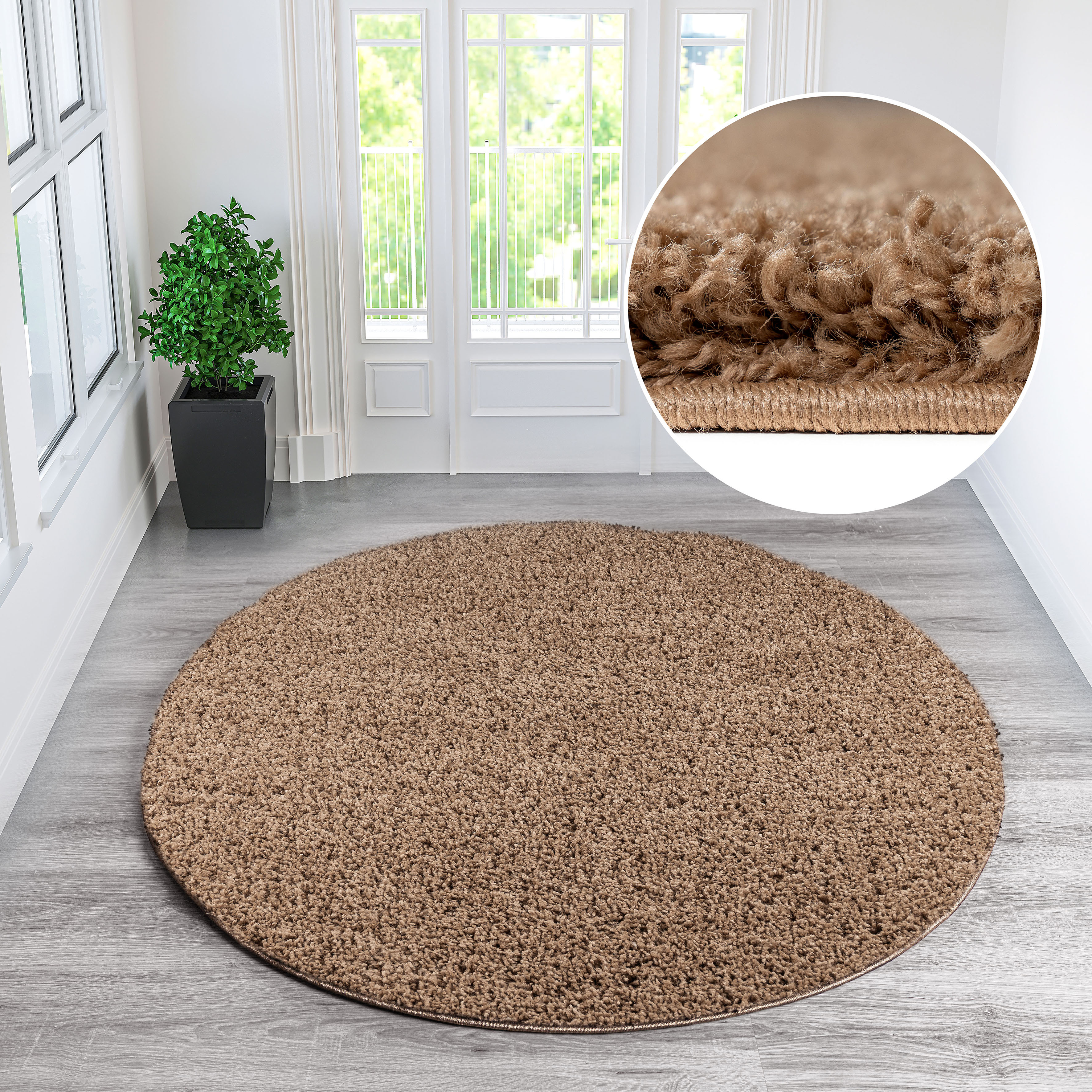OTTO home Hochflor-Teppich "Viva Shaggy, in Standard- und Premium-Qualität, 30 mm oder 45 mm Höhe" rund 45 mm Höhe Uni Farben, einfarbig, weich, kuschelig, Läufer, Kundenliebling
