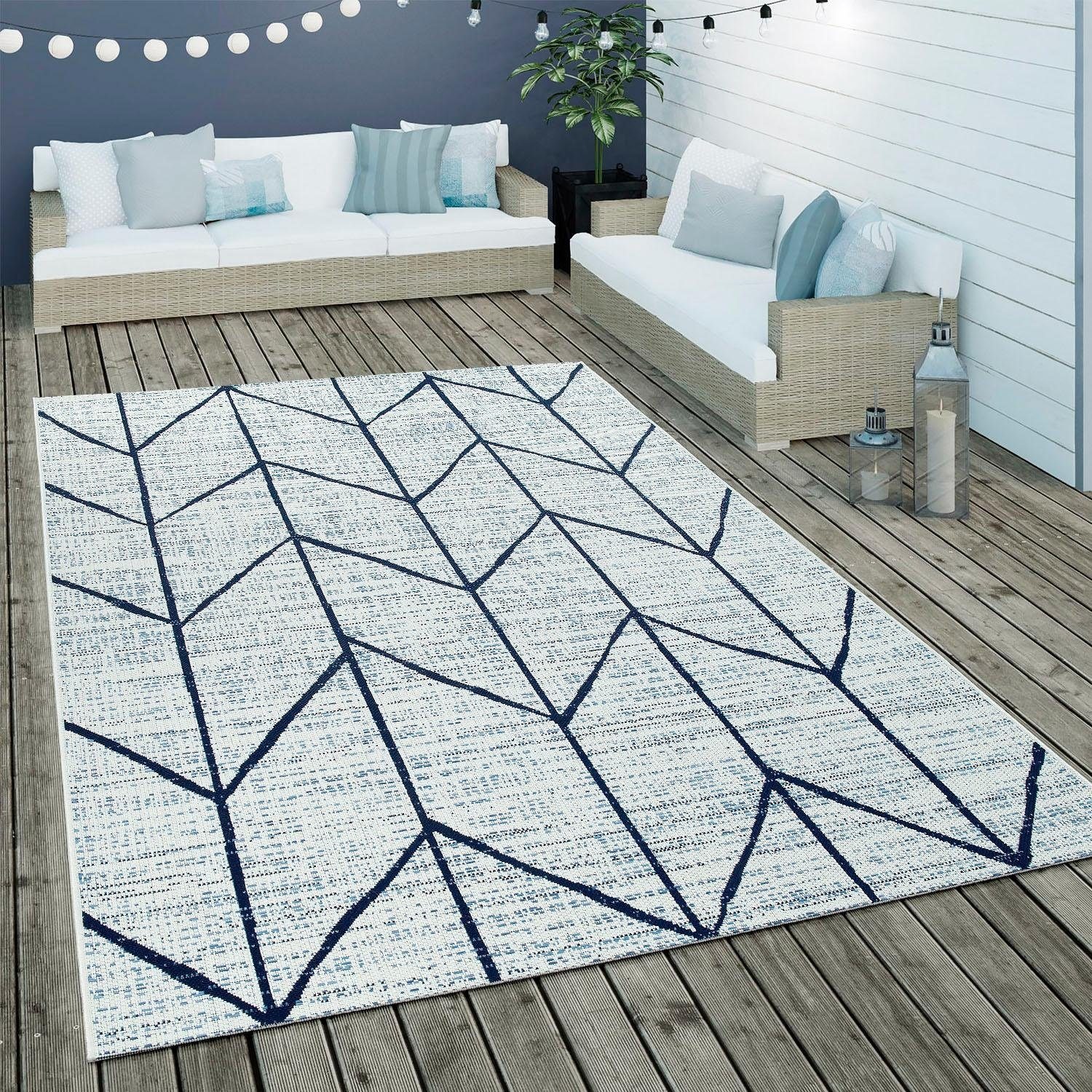Teppich PACO HOME "Kortrijk 741", weiß, B:120cm H:4mm L:170cm, Polypropylen (PP), Teppiche, Teppich, Flachgewebe, modernes Design, In- und Outdoor geeignet, Wohnzimmer 3