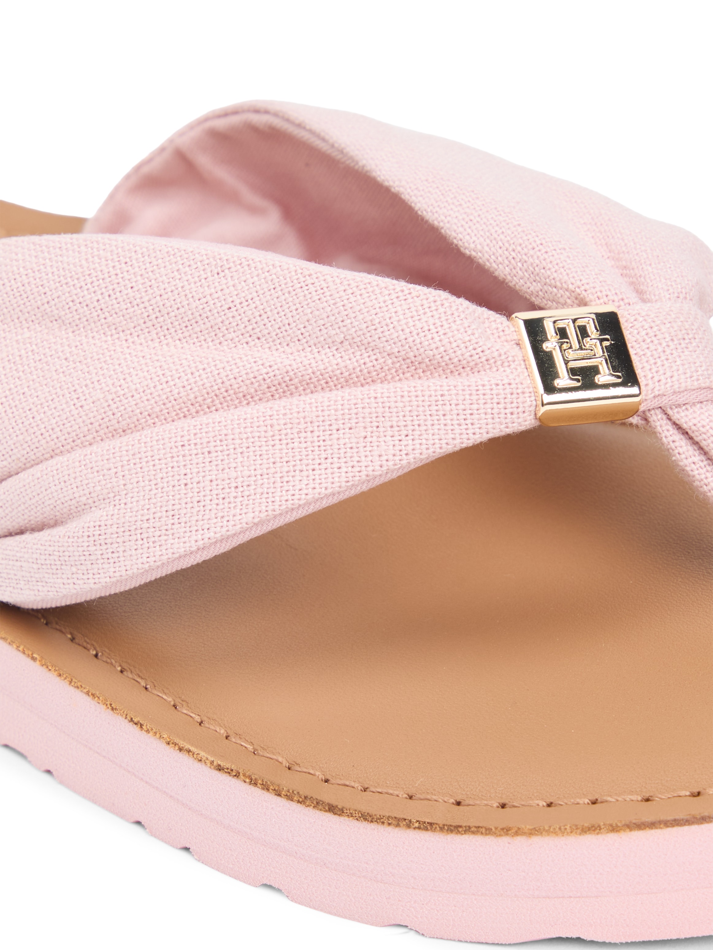 Tommy Hilfiger Zehentrenner »TH LTR FOOTBED SUMMER SANDAL«  Sommerschuh, Strandschuh, Dianette, Flat mit Logoemblem