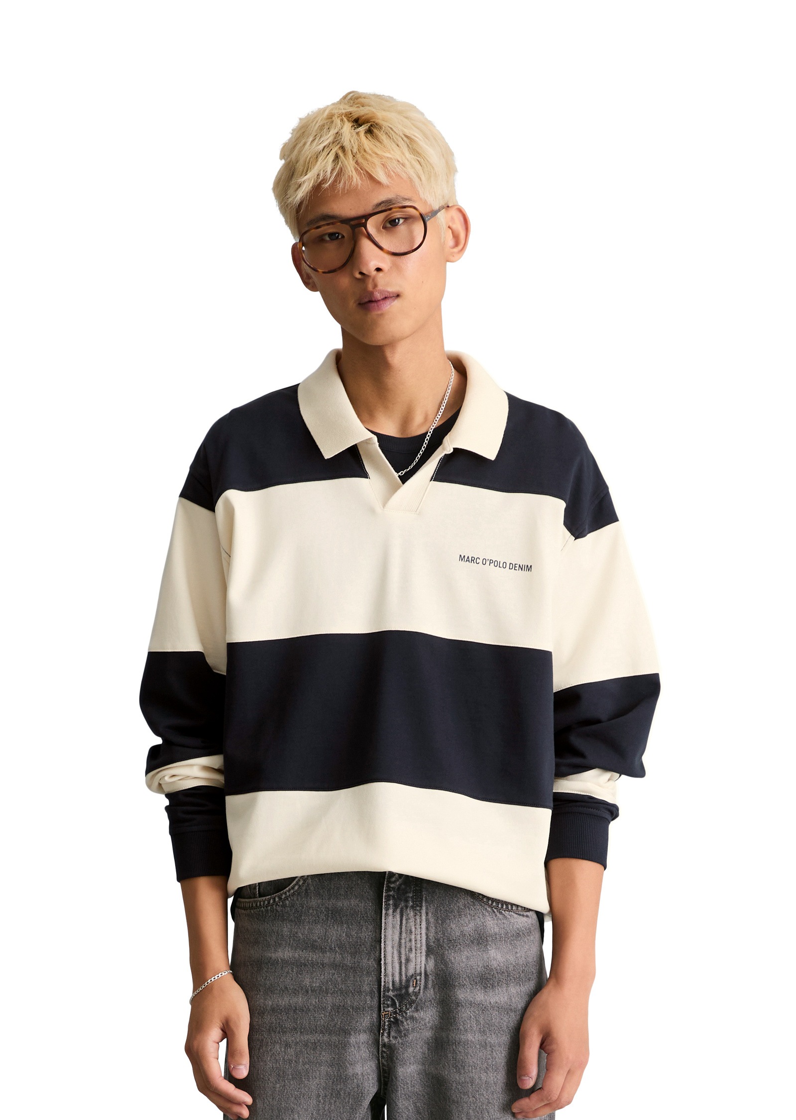 Marc OPolo DENIM Sweatshirt "mit Cut-&-Sew-Blockstreifen"