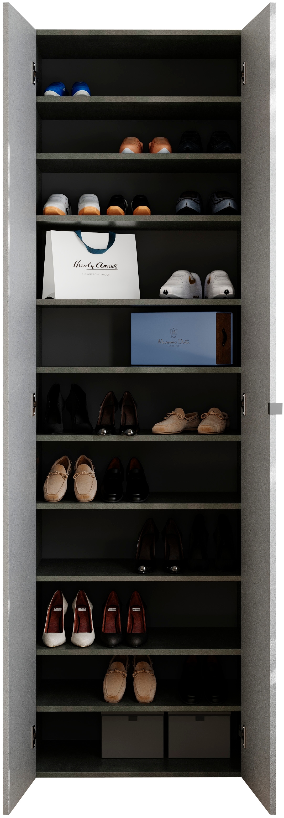 INOSIGN Schuhschrank »Pratiko Breite 63 cm, Höhe 212 cm, Schuhregal mit 11 Ebenen,«, Schuhkommode, 2 Türen, Platz für bis zu 27 Paar Schuhe