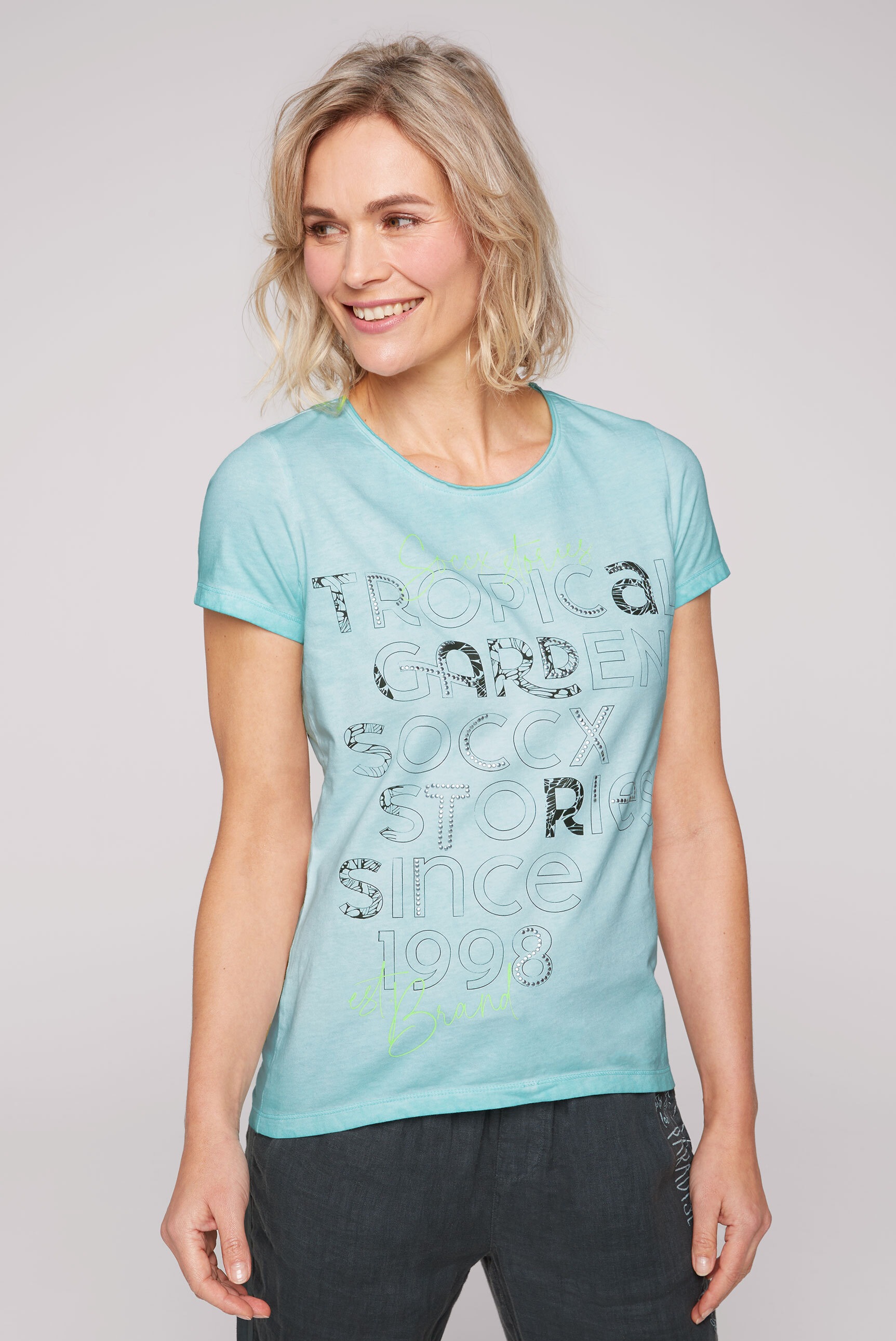 SOCCX Rundhalsshirt, mit offener Kante am Ausschnitt kaufen