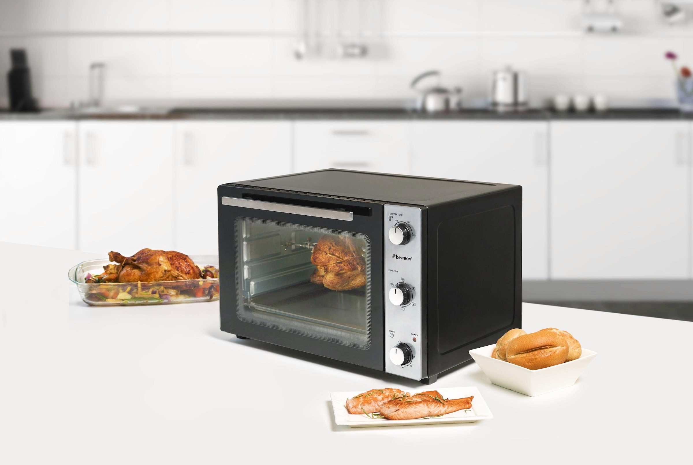 2-in-1 Minibackofen Drehspieß, Gerät«, Edelstahl, mit »AOV45, | bestron 1800 W, Schwarz BAUR