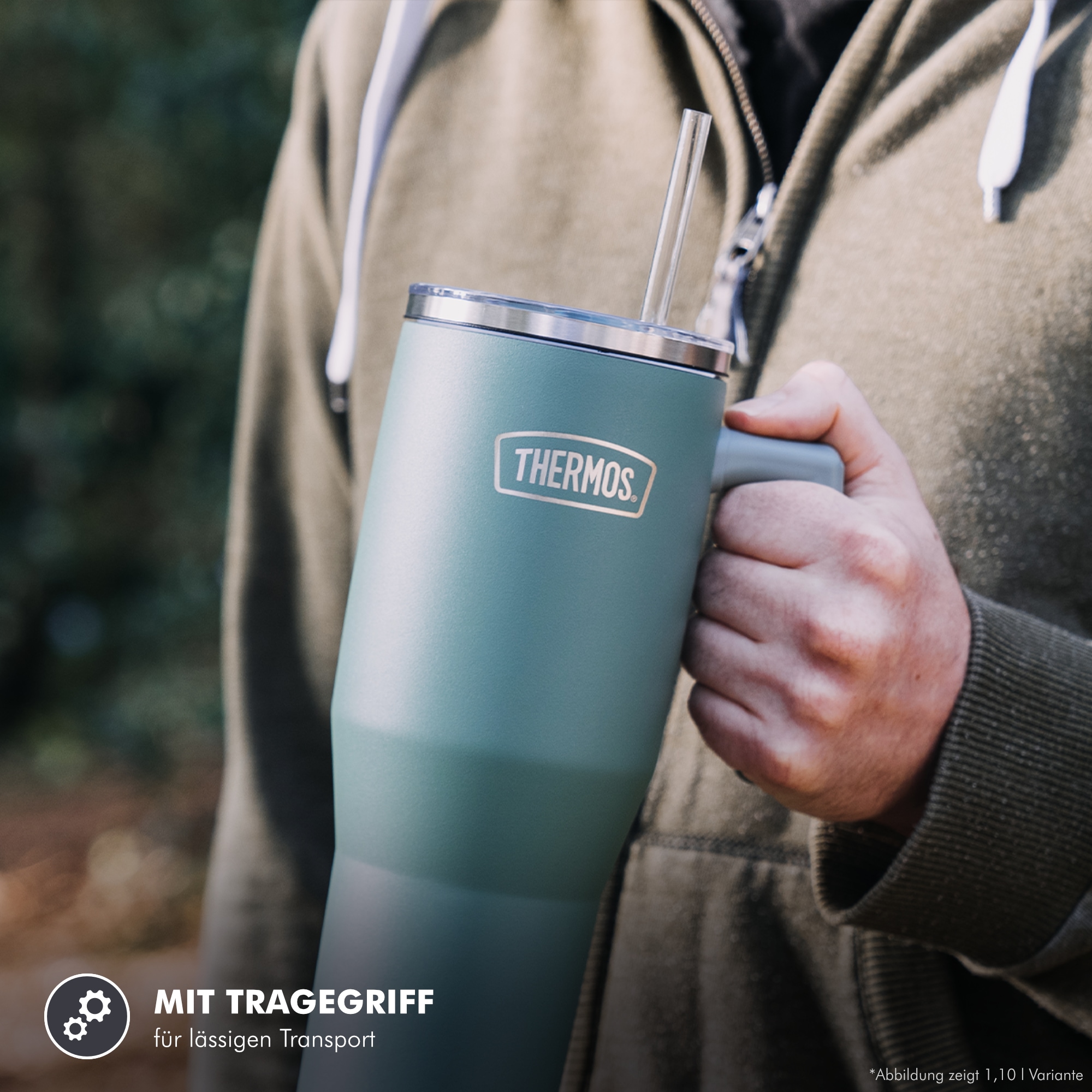 THERMOS Thermobecher »REFRESHING SERIES ISOLIERTRINKBECHER mit Strohhalm« 0,85l, 6h heiß & 6h kalt, mit Griff