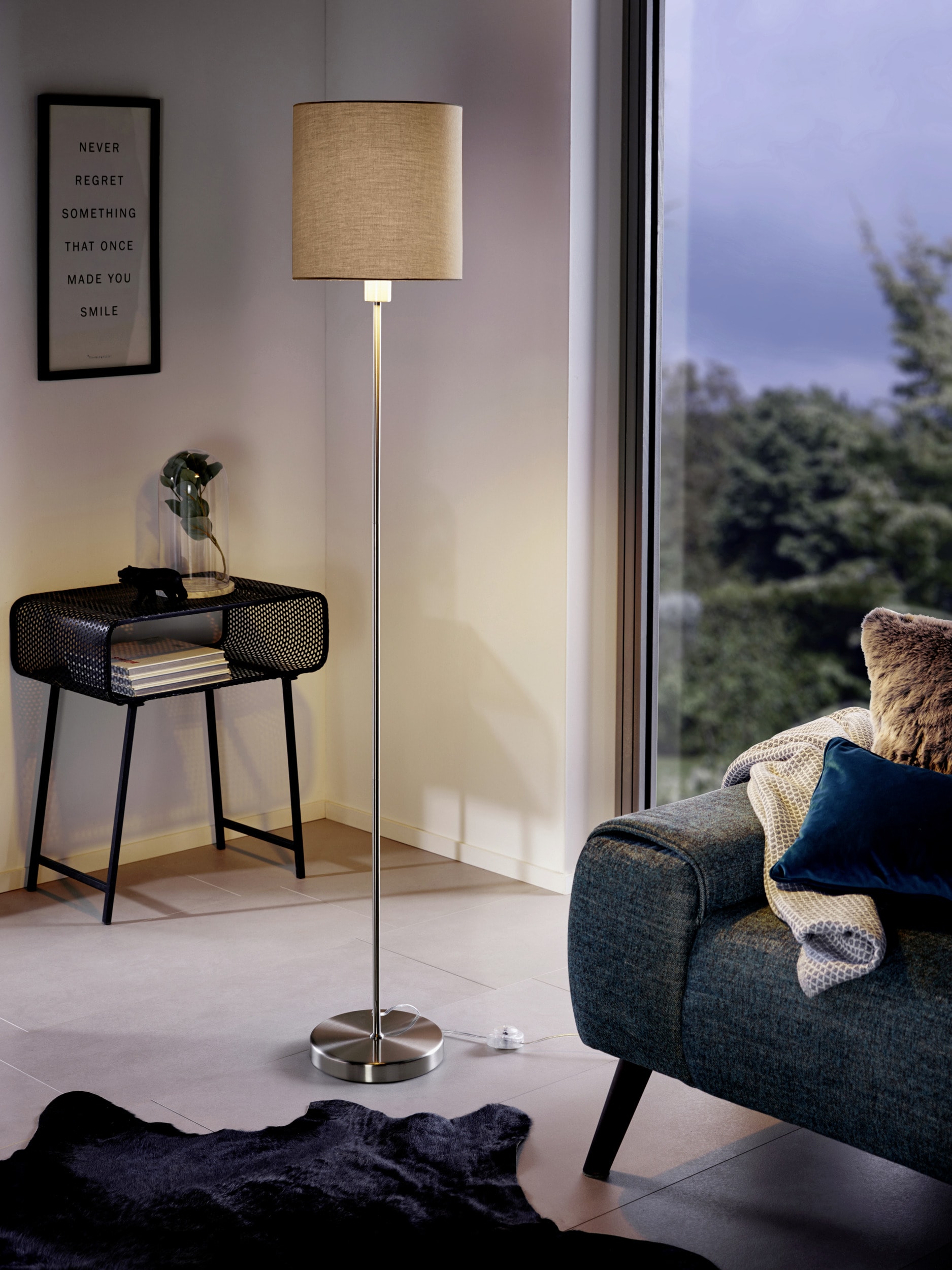 EGLO Stehlampe »PASTERI Stehlampe - Stoff - Stahl - E27 - 1X60W - IP20« E27 1 Stk. Standleuchte, Wohnzimmer, Esszimmer, Schalfzimmer, H157,5 x Ø28 cm