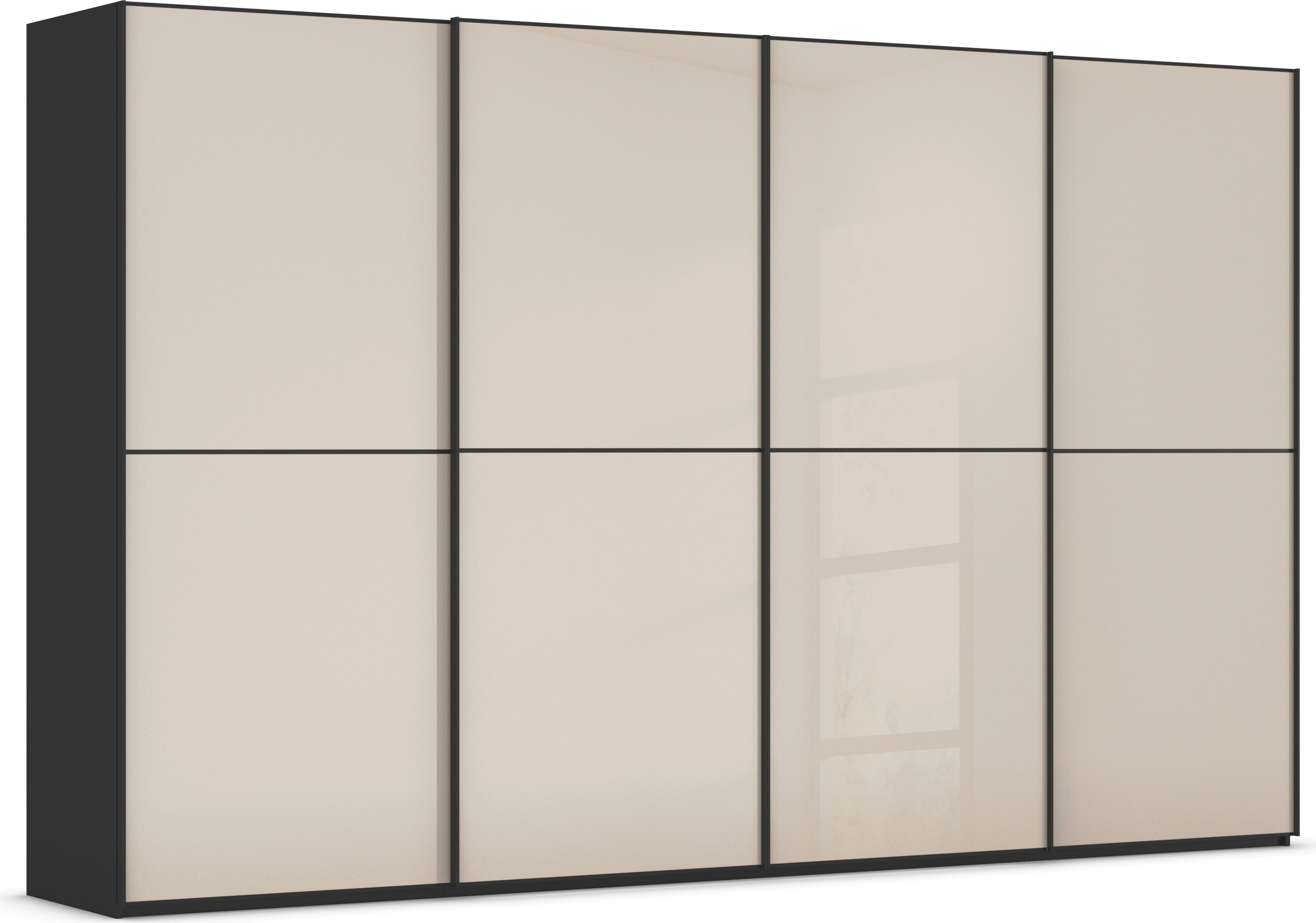rauch Schwebetürenschrank "Kleiderschrank Schrank Garderobe Schlafzimmerschrank SCALE-DUO" edle zweigeteilte Türen Glas-Front mit 3 Zierleisten MADE IN GERMANY