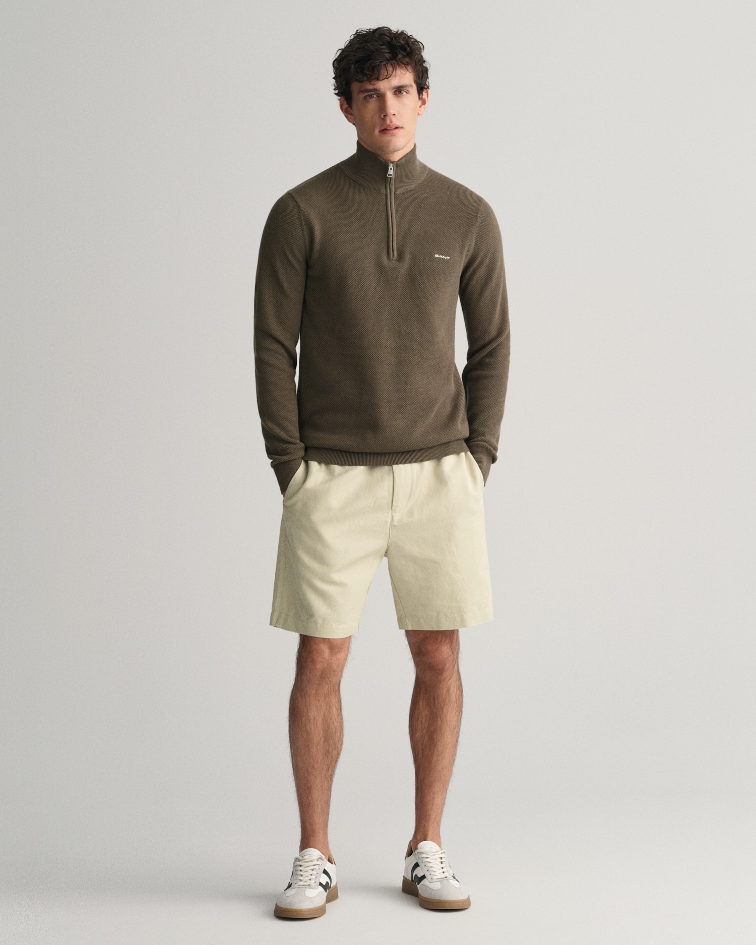 Gant Troyer »COTTON PIQUE HALF ZIP«, mit Piqué-Struktur