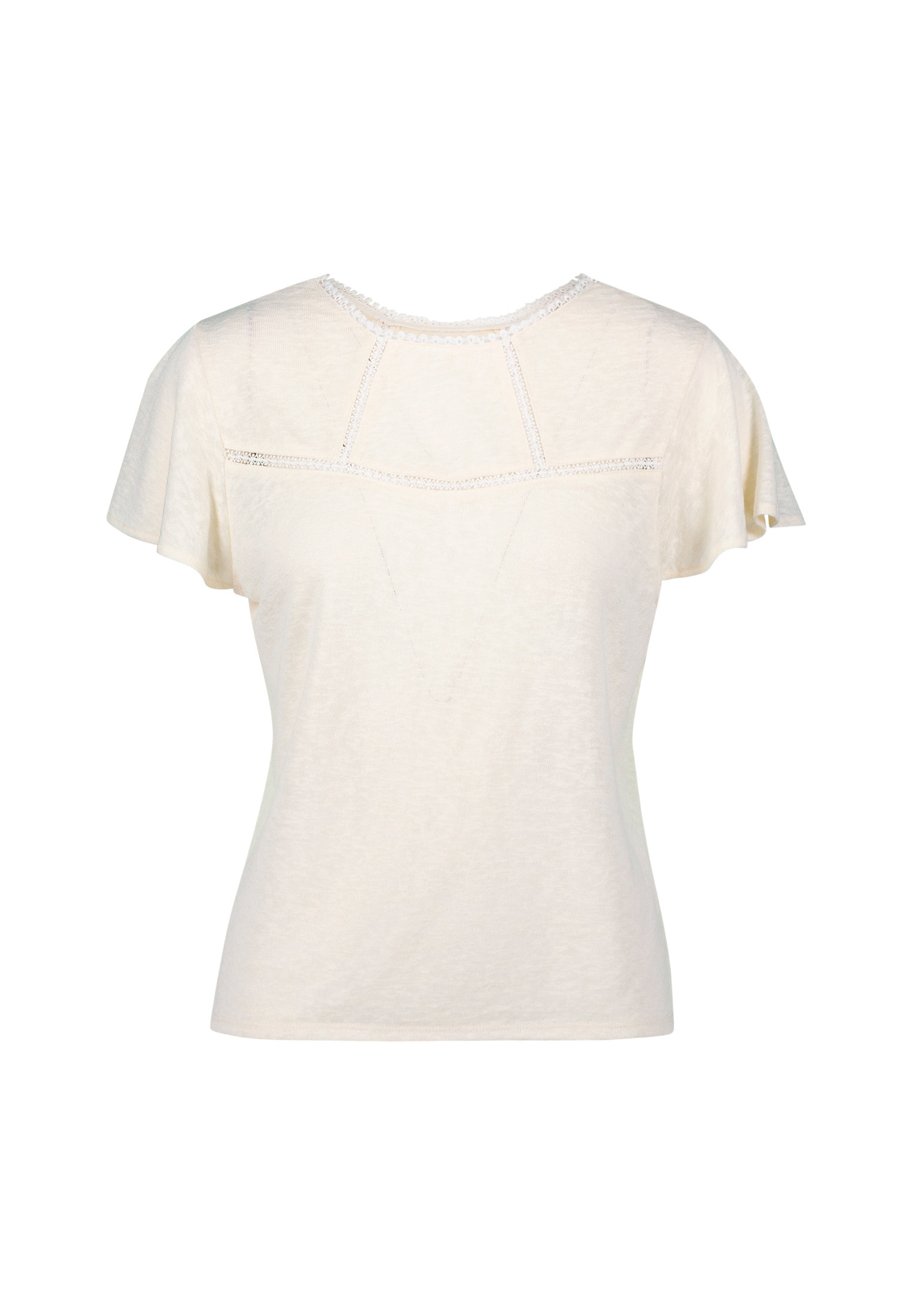 Zero Kurzarmshirt »zero Shirt mit Häkeldetails«, (1 tlg.), Lochmuster