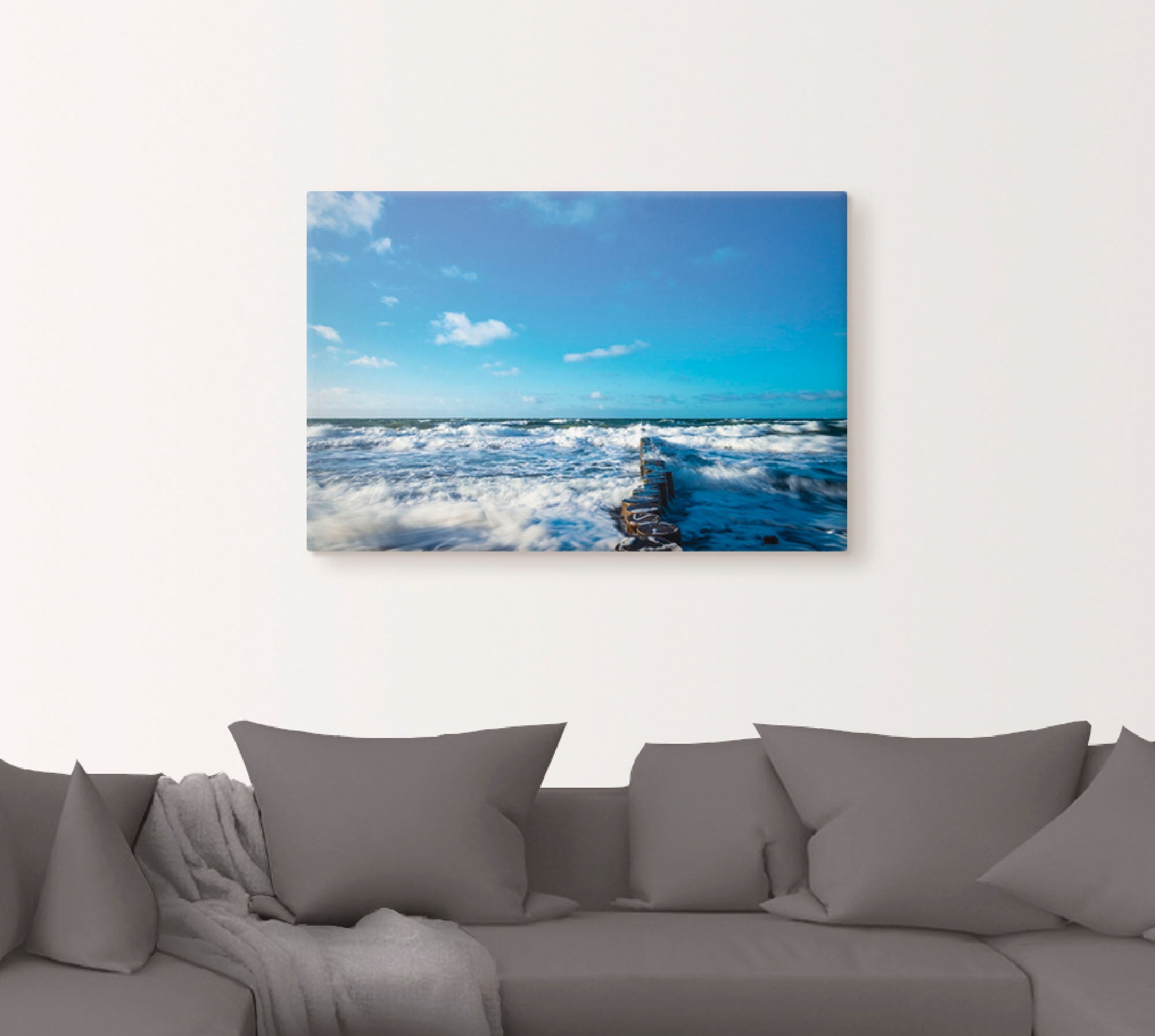 Artland Leinwandbild »Buhnen an der Küste der Ostsee III«, Gewässer, (1 St.), auf Keilrahmen gespannt