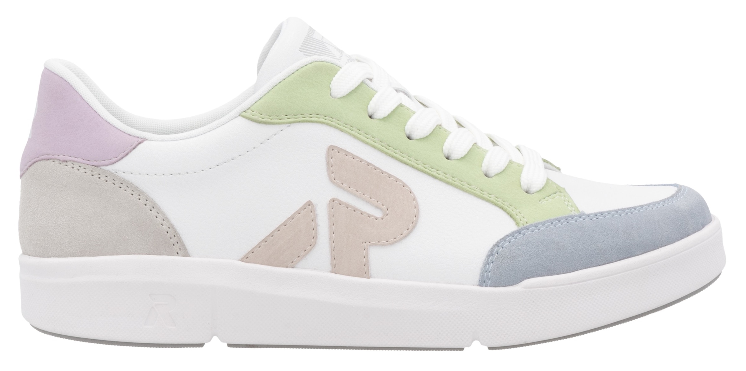 RIEKER Sport Plateausneaker, Schnürschuh, Halbschuh, Freizeitschuh mit pastellfarbenen Akzenten