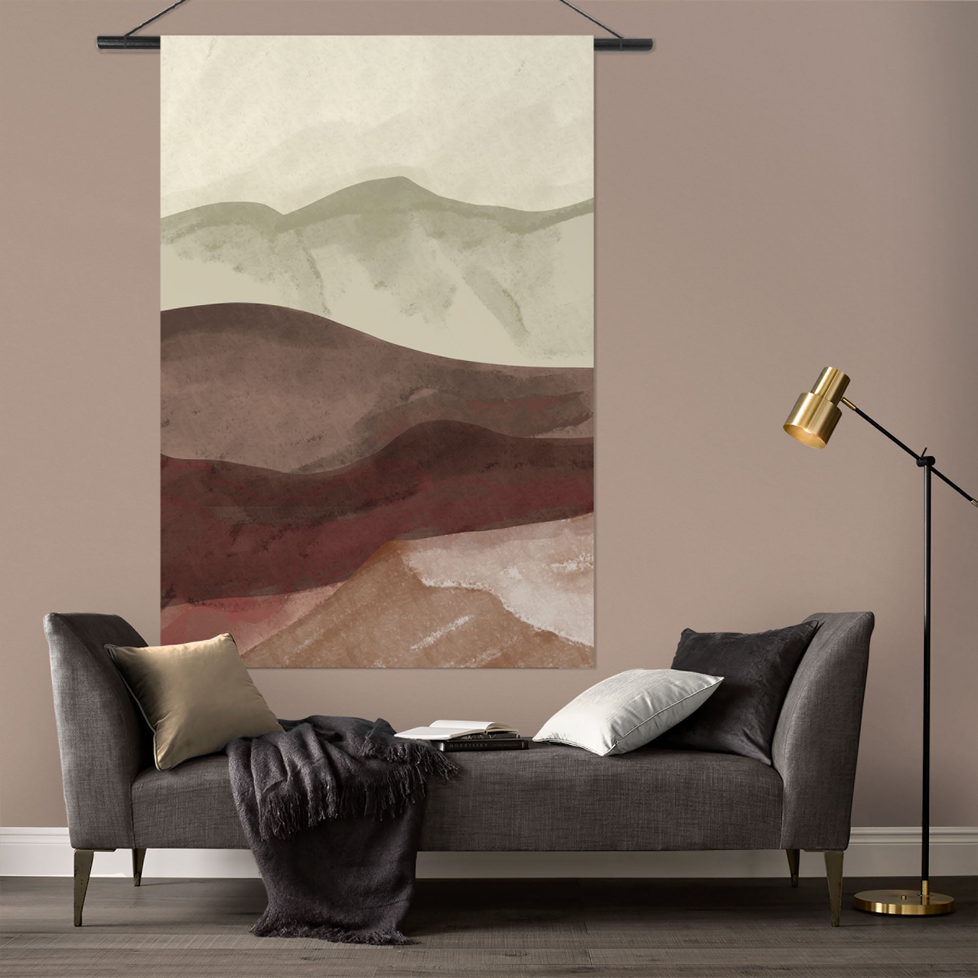 Art for the home Wandbild "Horizont Aquarell" Art Landschaft 1 Stk. tlg. Textilposter XL Wandteppich Dschungel Vintage 150 x 100 cm