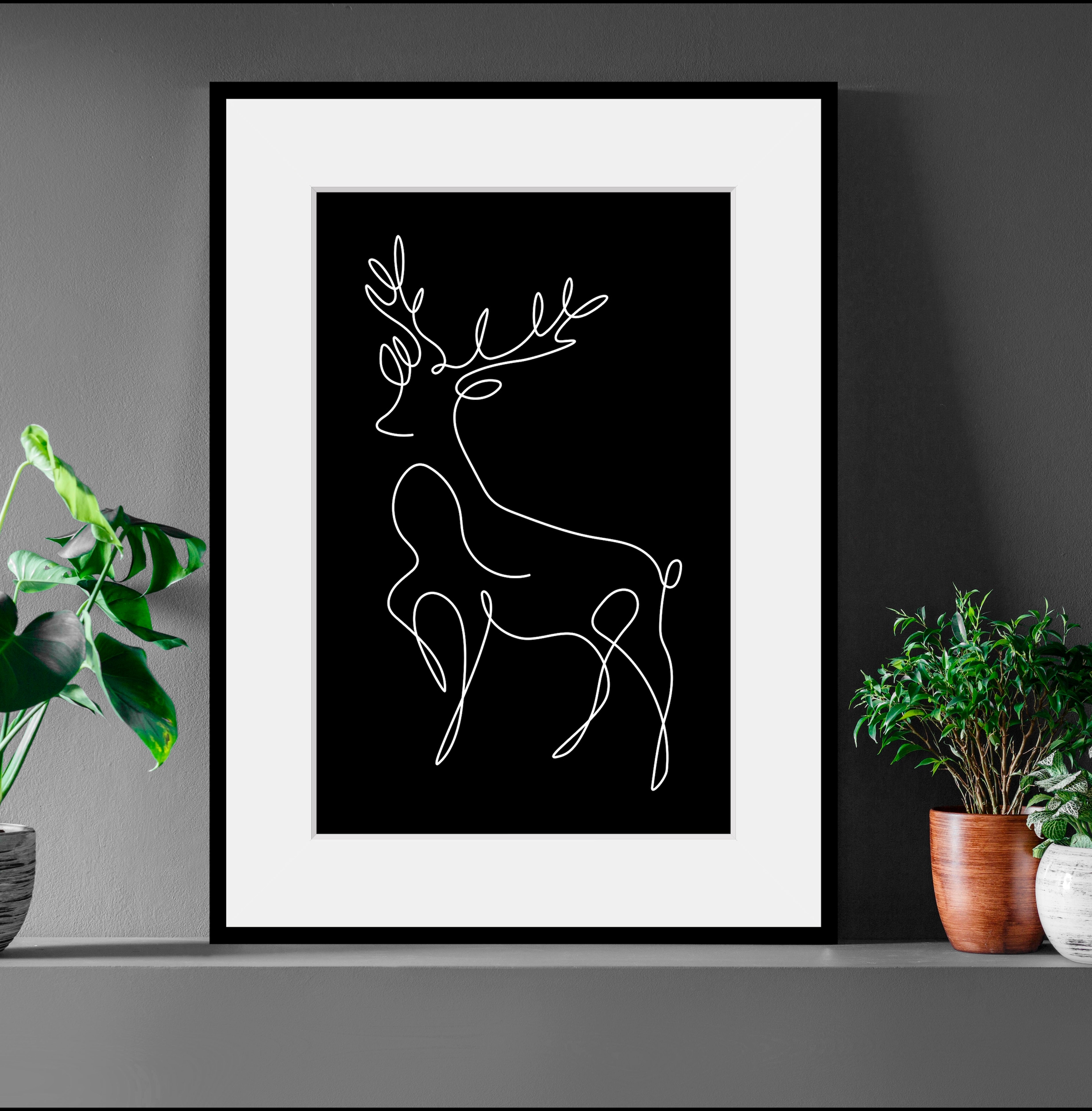 queence Bild "Walter", Hirsch-Hirschbilder-Schwarz-Weiß-Kunst, (1 St.), HD günstig online kaufen